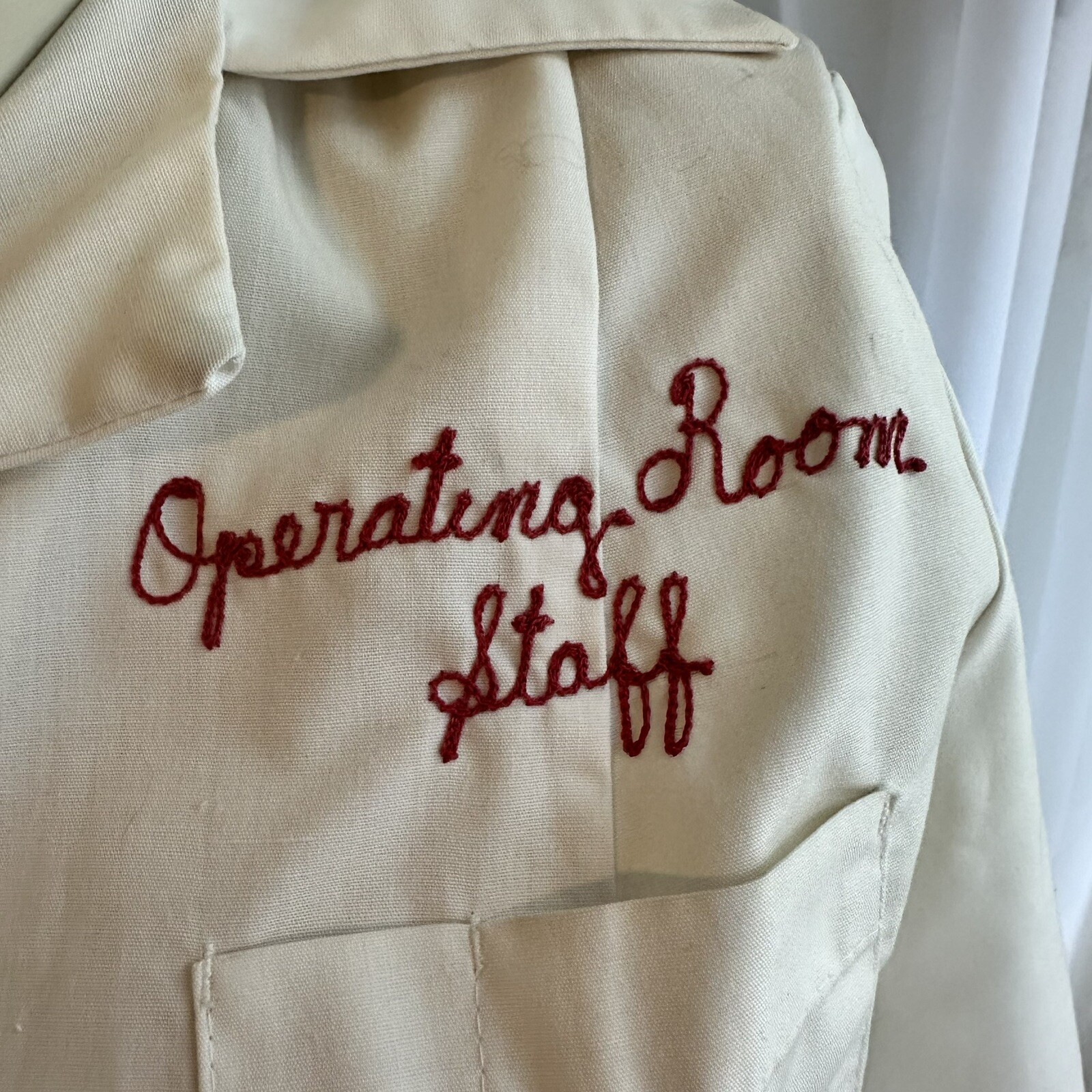 Vintage 50s 60s Women’s M White Nurse Operating Room Staff Jacket Costume Dress