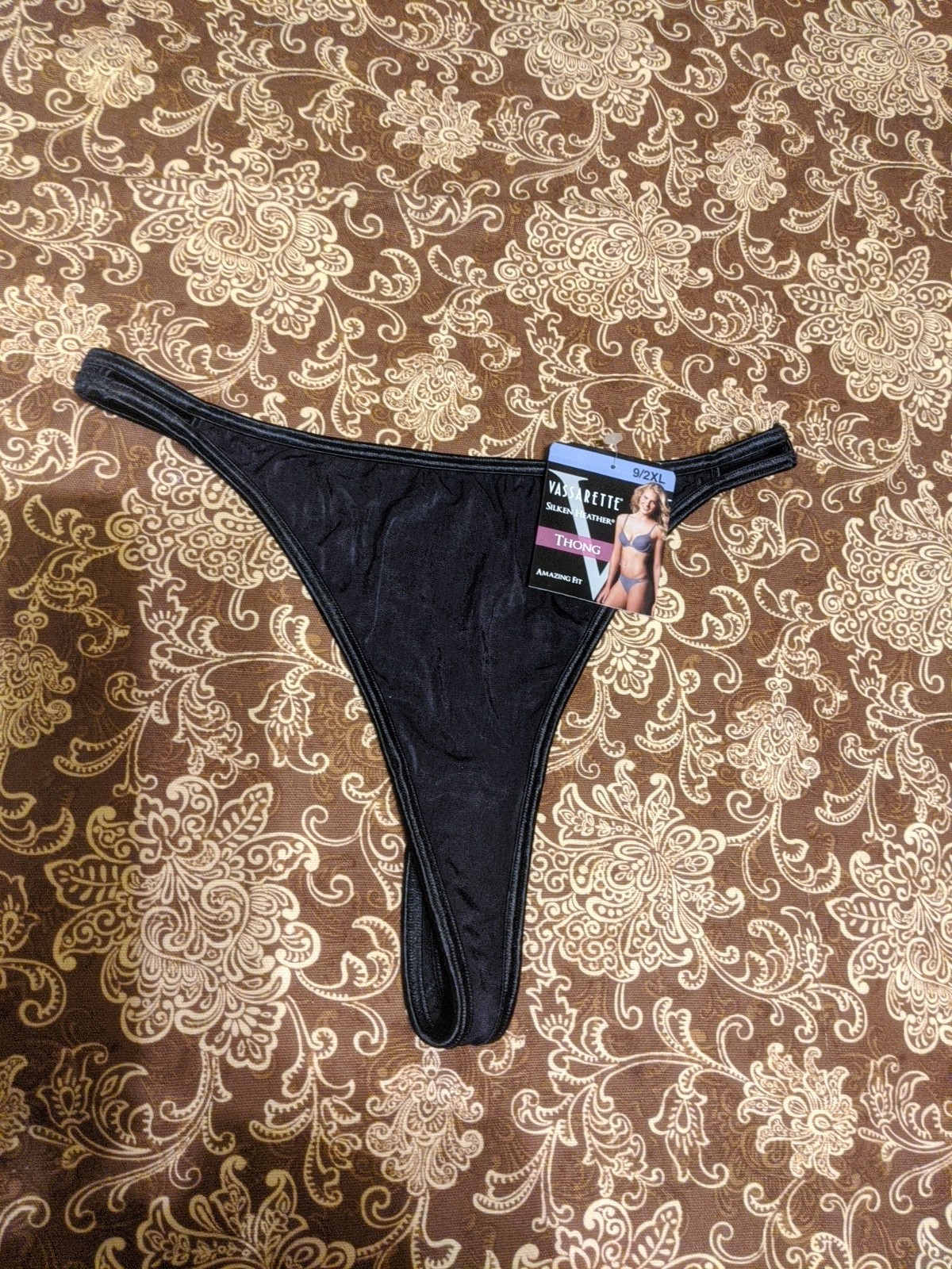 Vintage Vassarette Satin Second Skin Thong Panties Size 9/2XL