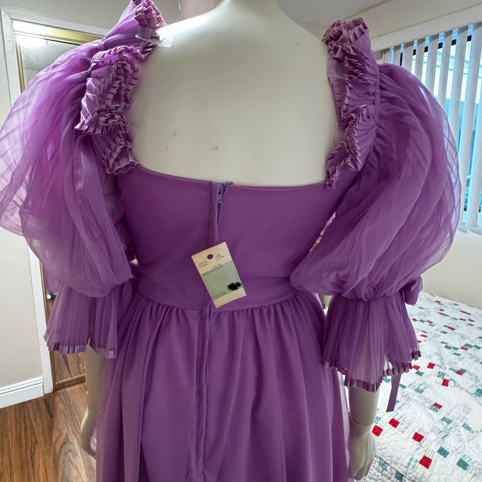 VTG Dance Allure Gown Prom Dress Womens 9/10 Violet Pageant Bridal 80s USA NWT