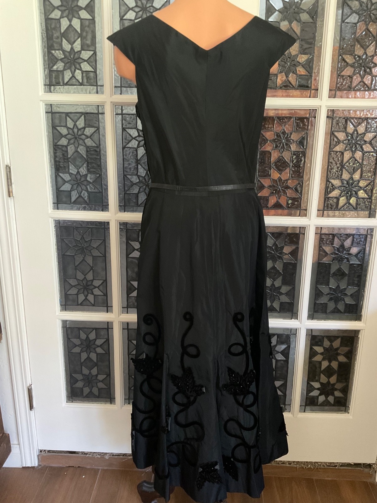 Vtg. Black Satin Taffeta Dress Whimsigoth Dark Fairycore Gothic Henry A Conder