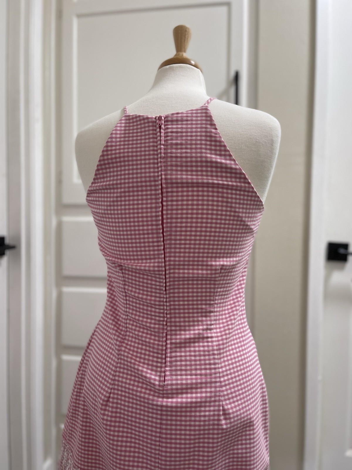 Vintage 90s California Concepts Gingham Sun Dress Size 7 Pink Y2K