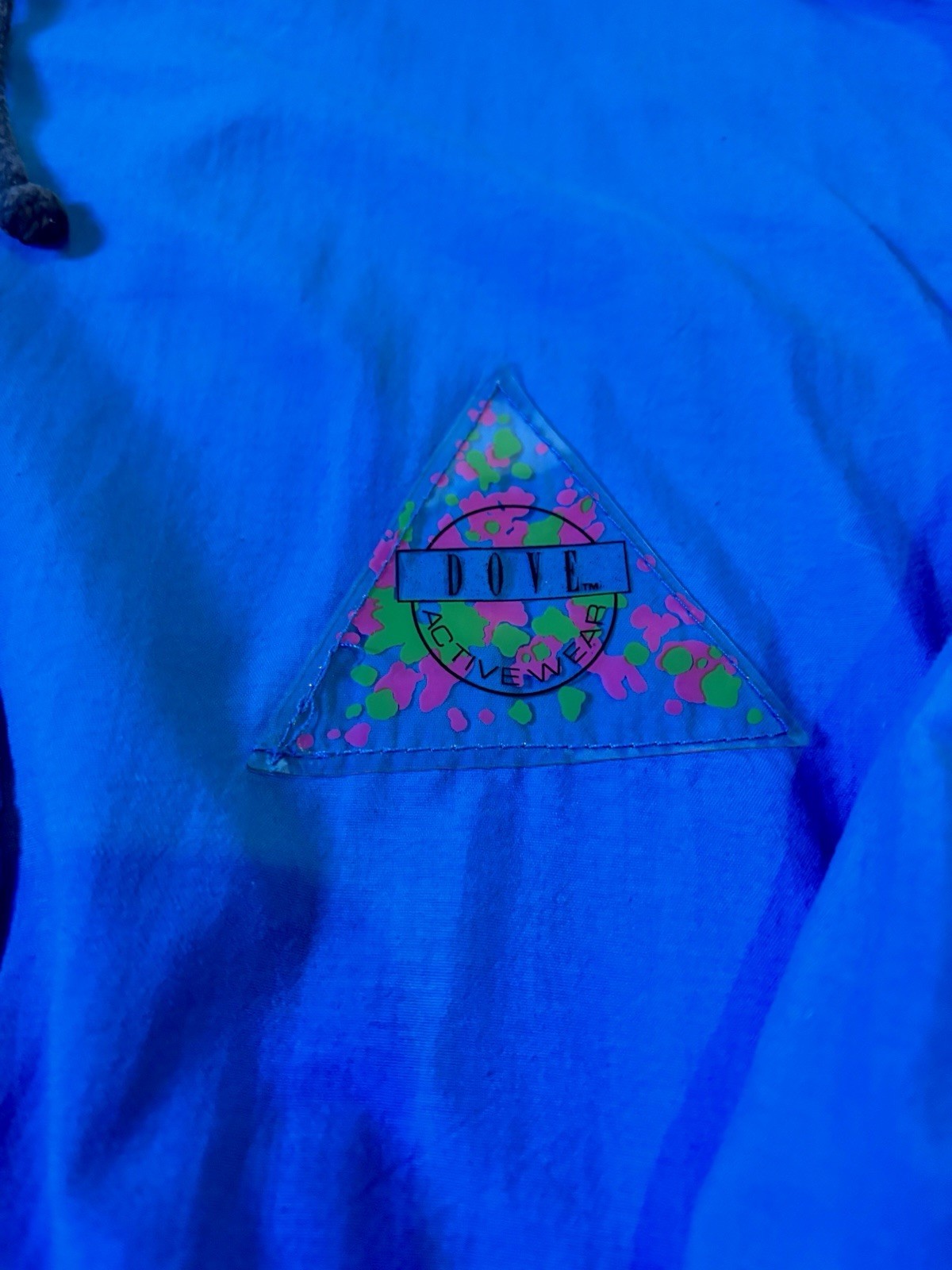 VINTAGE 80s Blue DOVE Activewear, Medium, Windbreaker Hooded, Surfer