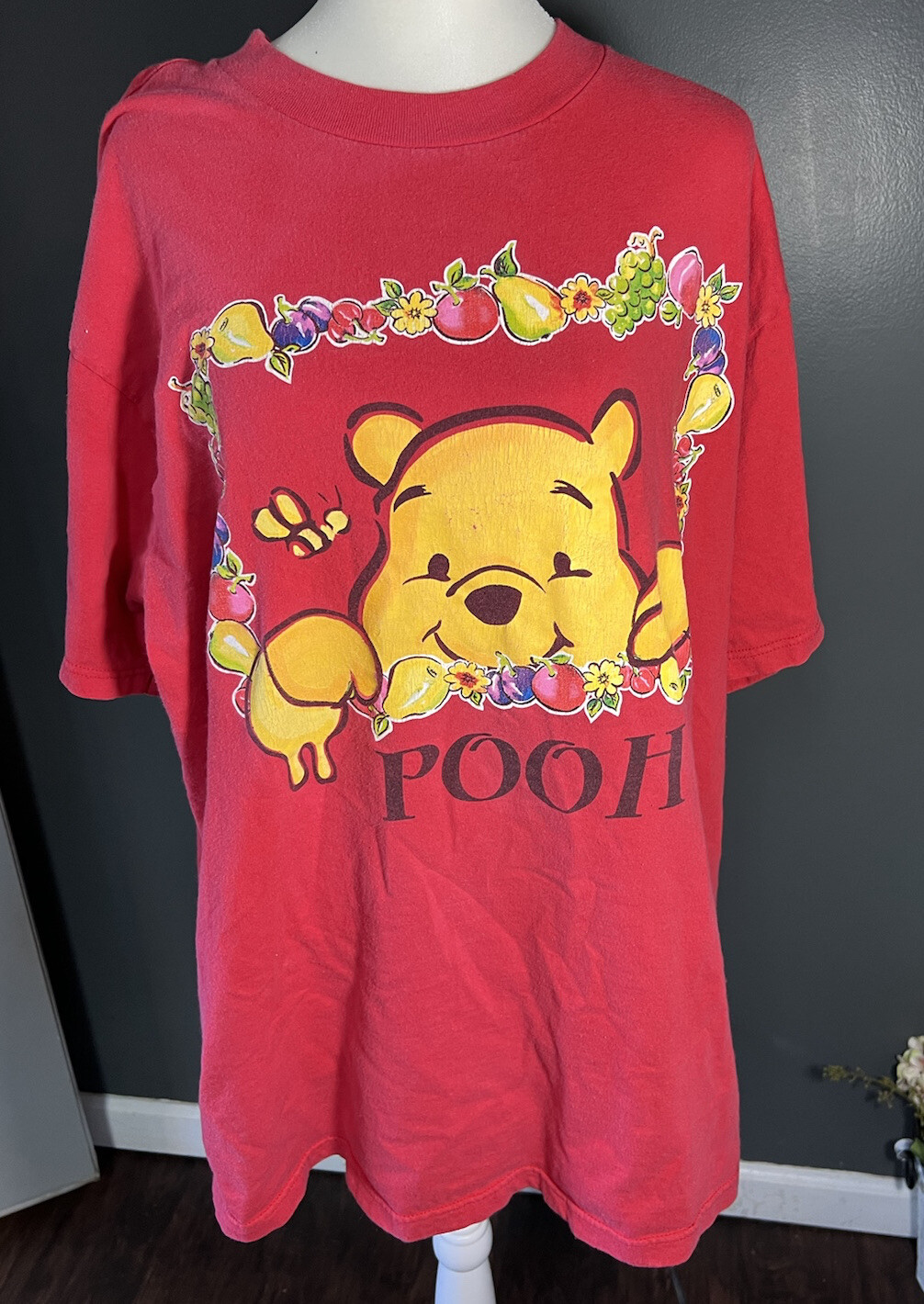Vintage Winnie The Pooh Women Disney T-shirt Sz XL Floral Honey Tigger Piglet