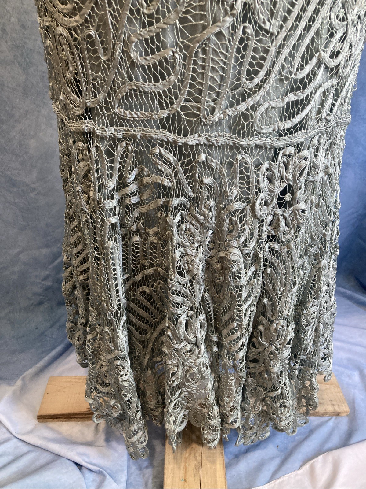 Vtg 90s Soulmates 100% Silk Crochet Lace 3pc Dress Set L Fits XS S Y2K Mermaid