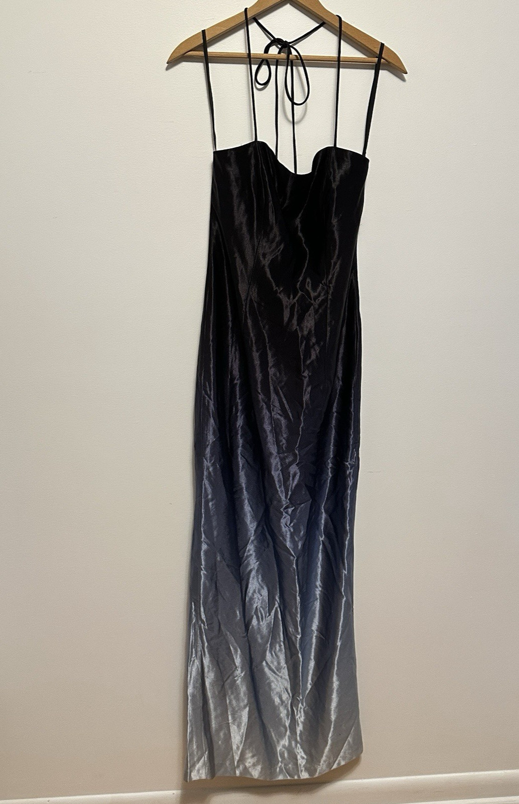 Vintage Nadine Union Made Blue Ombre Evening Formal Halter Dress Sz 3 Disco