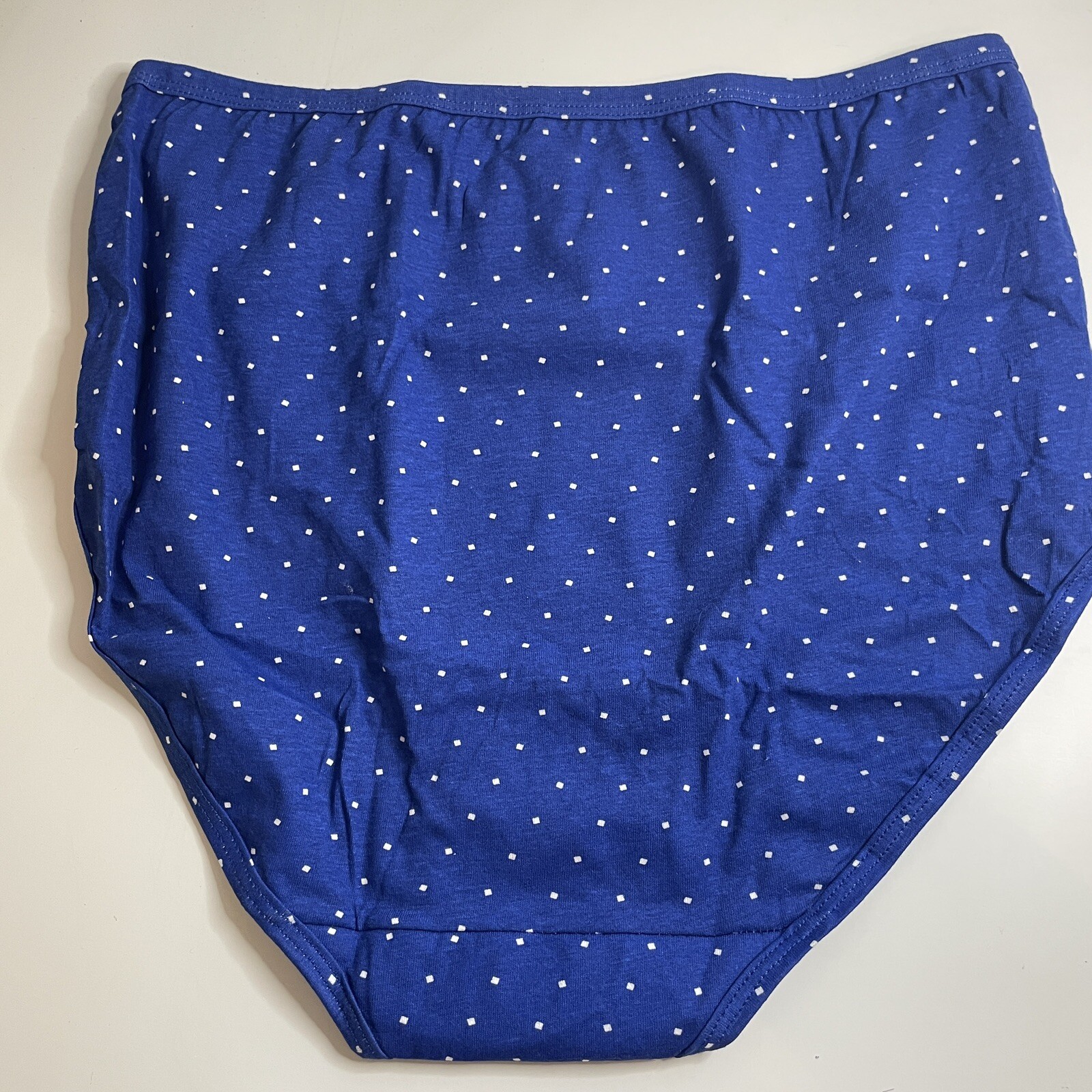 Vintage Fruit of the Loom High Waist Brief Panty Size 7 Blue White Polka Dot