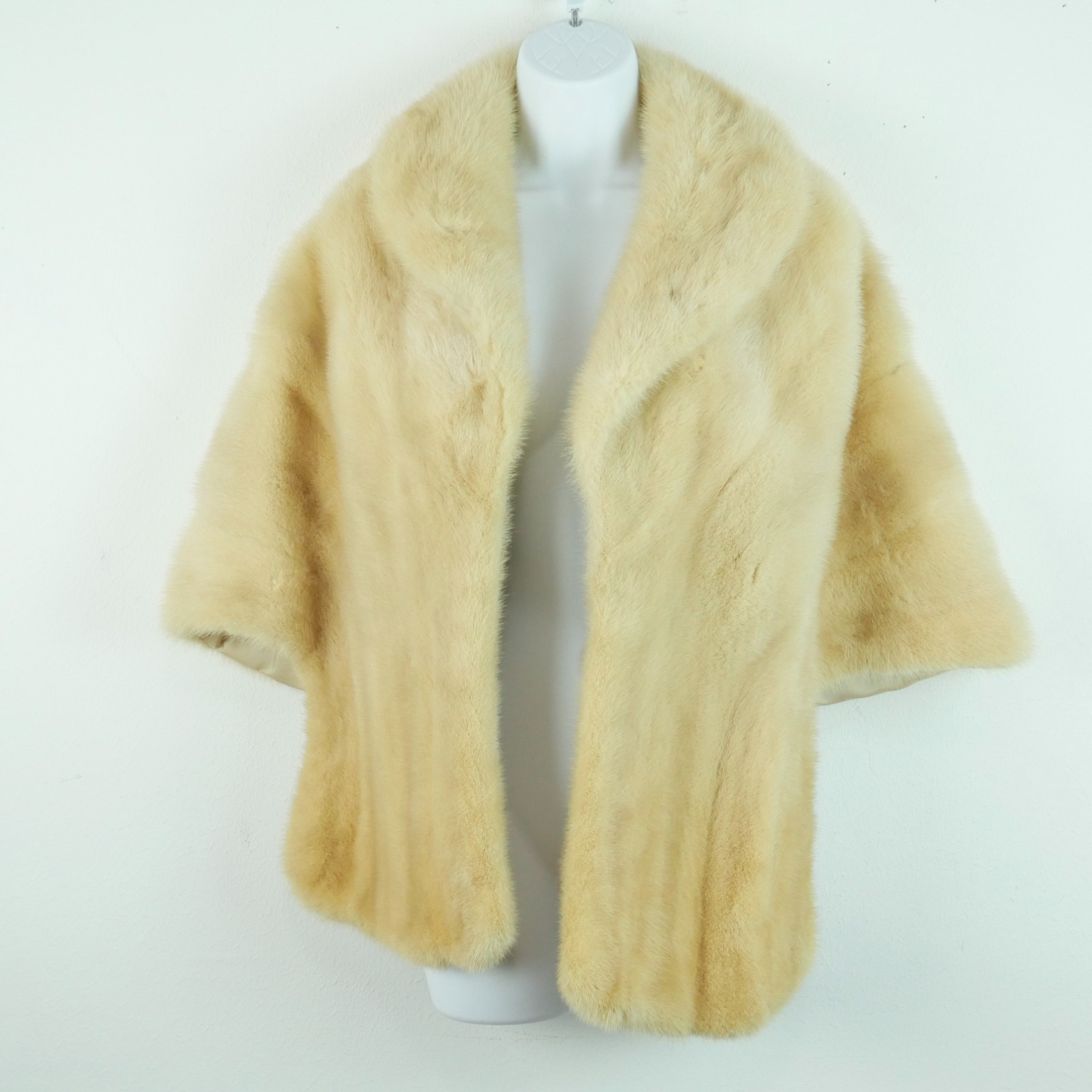 Vintage Blonde Mink Stole Fur Wrap Hollywood Glam Long 28&Prime;x28&Prime; Evening Shawl