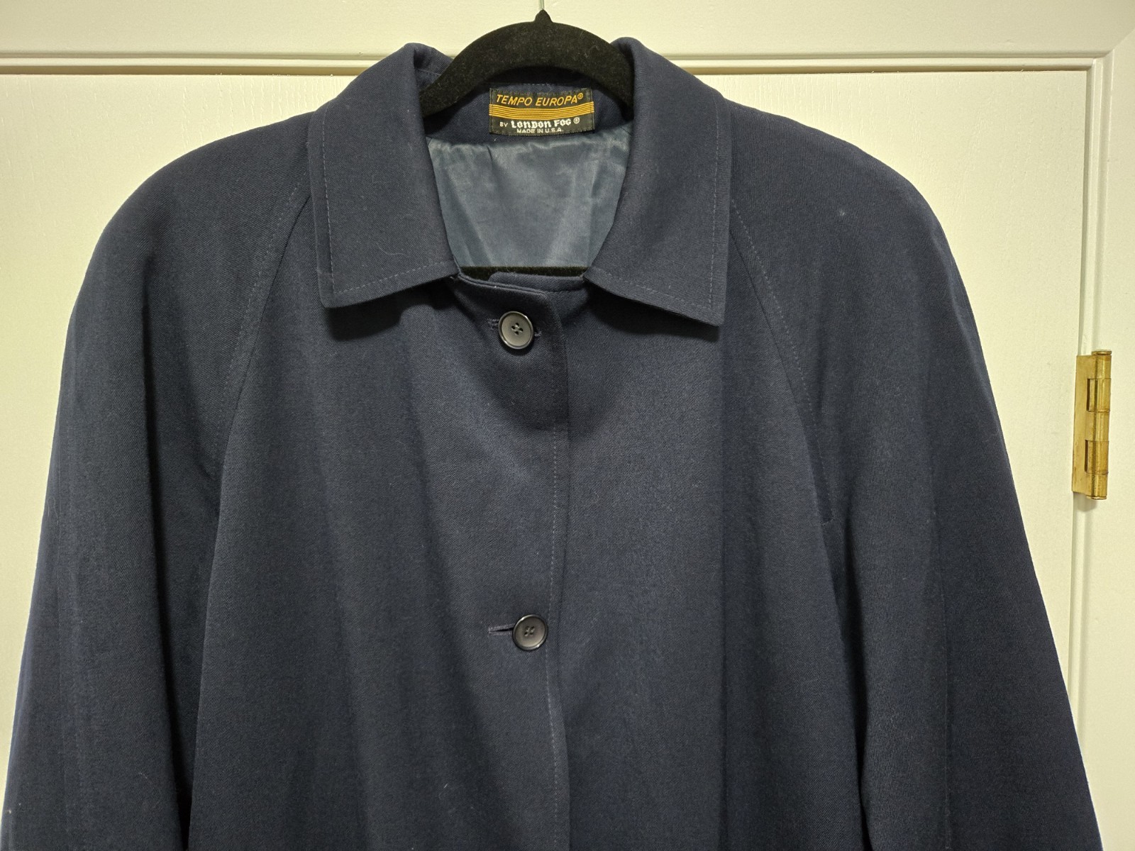Vintage Tempo Europa London Fog 100% Wool Trench Coat Women&rsquo;s 12 Regular Blue