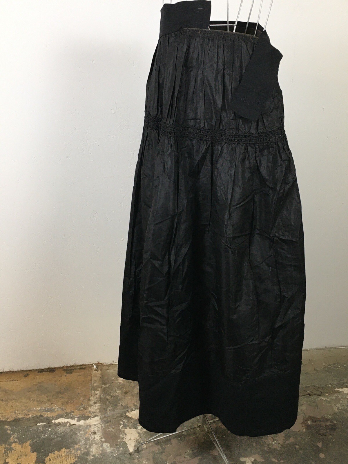 Exquisite Antique Edwardian Black & Blue Silk Walking Skirt Suit
