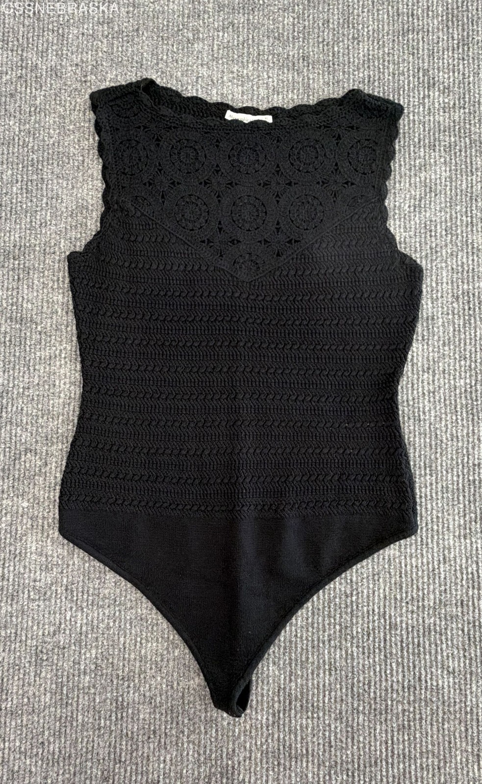 Abercrombie & Fitch Women&rsquo;s Black Crochet Sleeveless High Neck Bodysuit XL