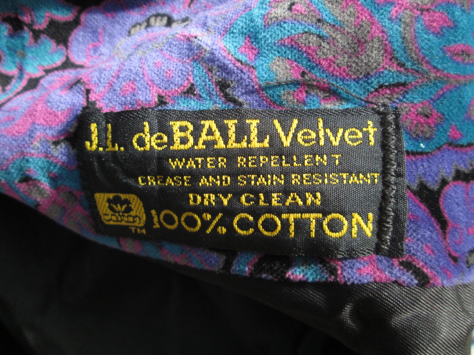 Portrait JL DeBall Velvet Opera Coat Purple Paisley Vintage 38 inches long