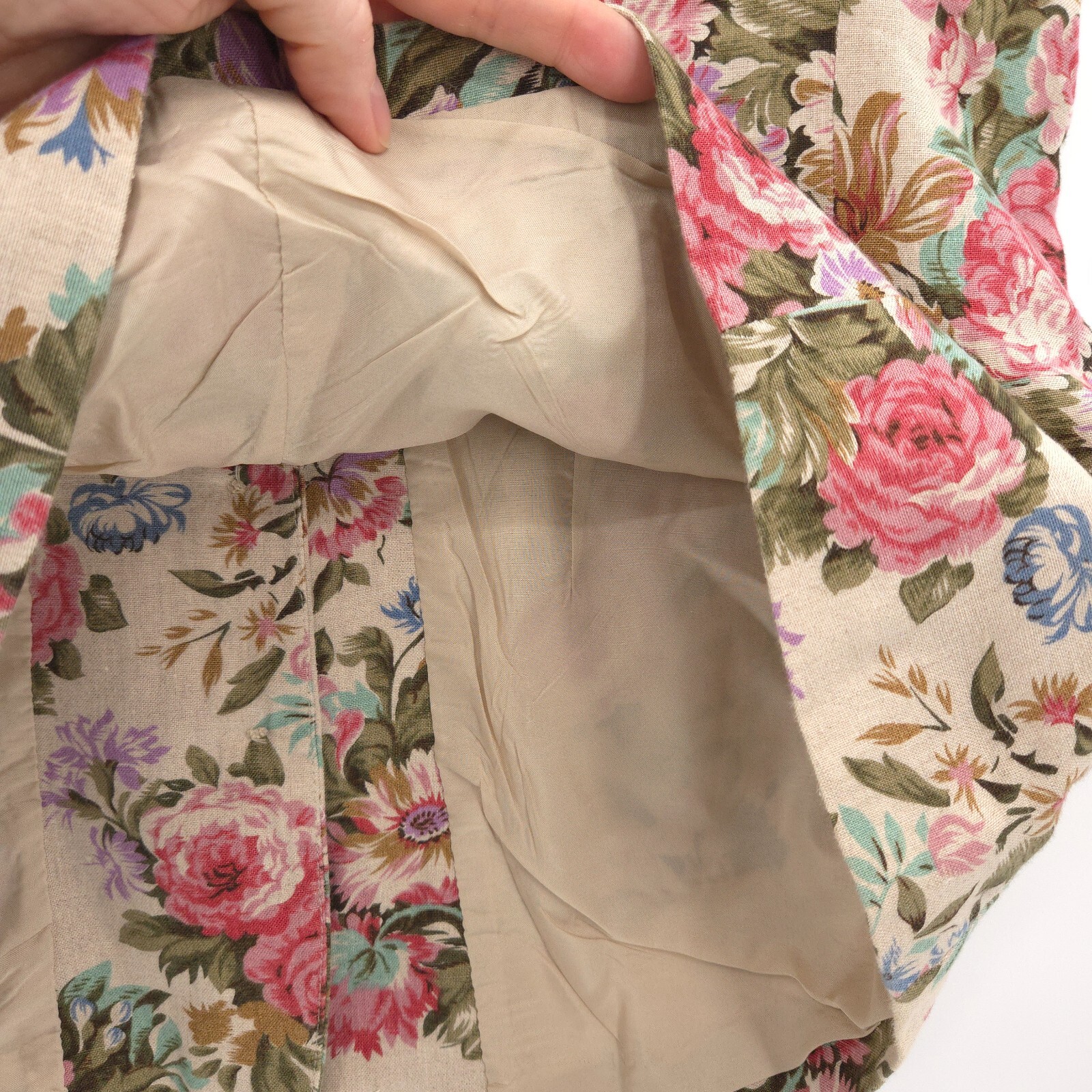Vintage 1990s Talbots floral linen vest Size 12p petite longline cottage grandma