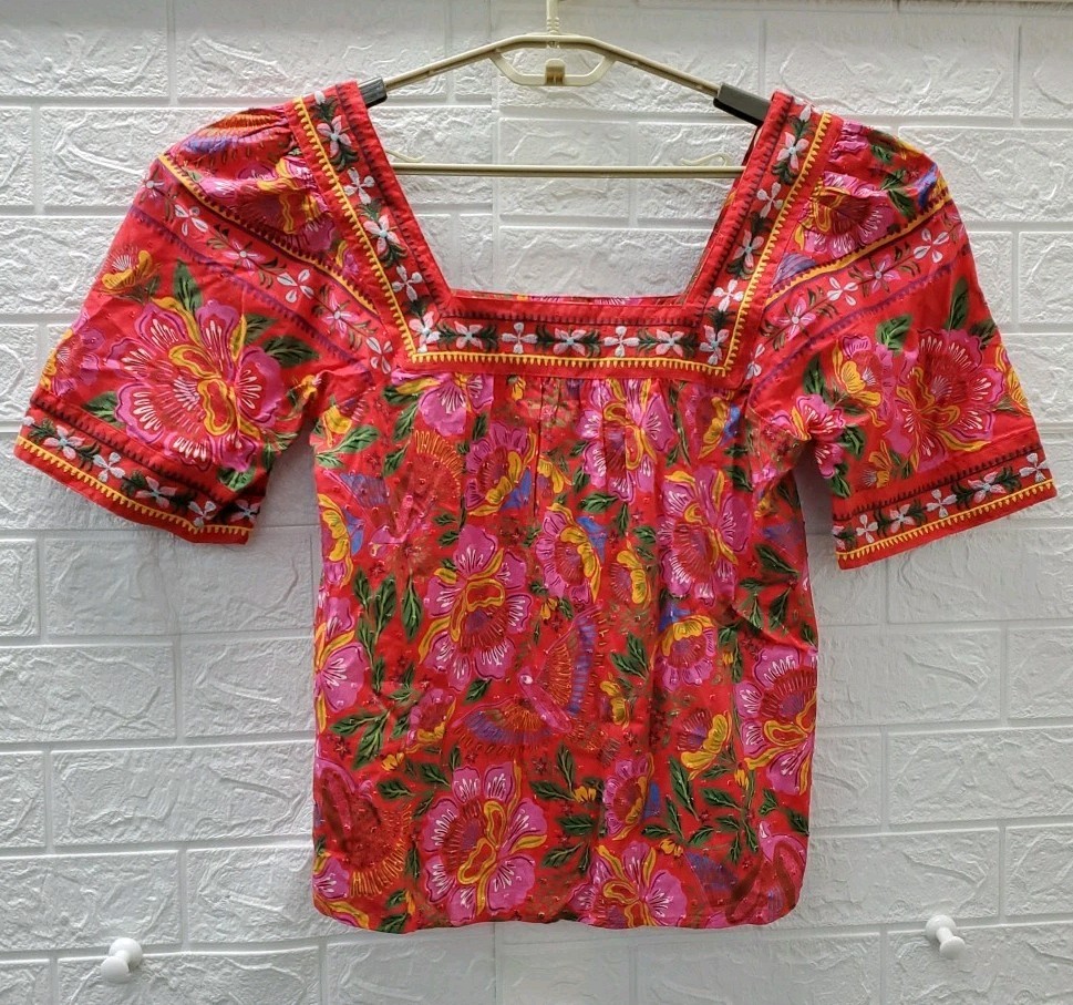New Sezane Farm Rio Square Neck Blouse Floral Bela Multicolor Size 2