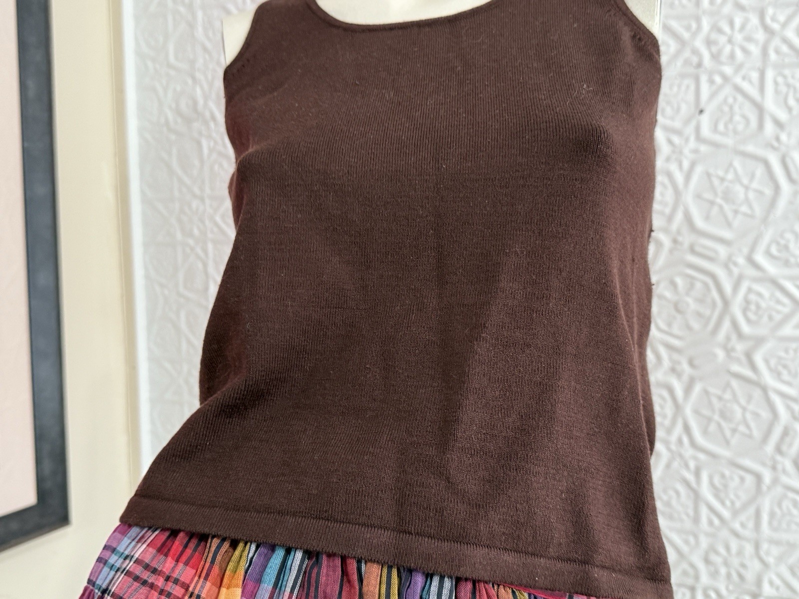 Vintage Emmanuel Ungaro brown sleeveless knit top-Camis- 1980s-1990s-Minimalist-
