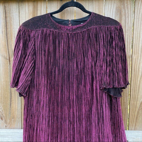 Vintage Risa Ann New York Pink Metallic Pleated Dress