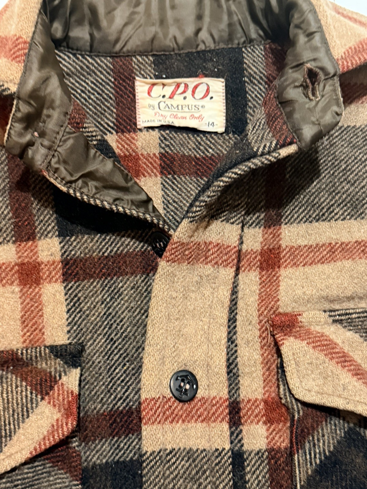 Vintage Flannel Eclectic Grampacore CPO By Campus Jacket Button USA 14