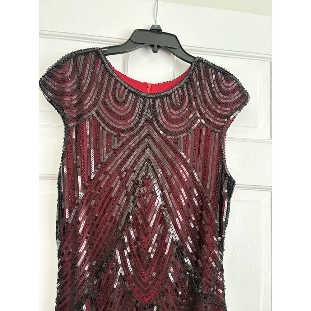 Classic Flapper Style Red & Black Dress Art Deco Glam Old Hollywood | M