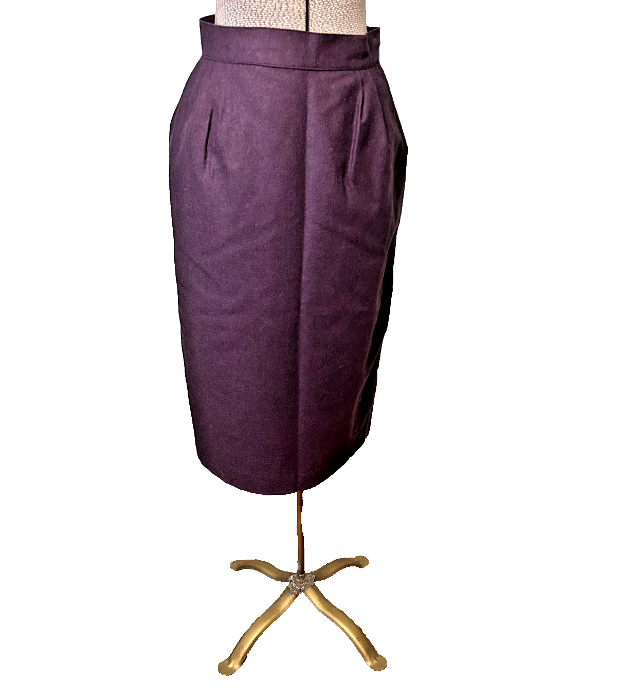 Vintage 1970s Deep Purple Wool Made in Brazil Pencil Skirt Lined 27 waist