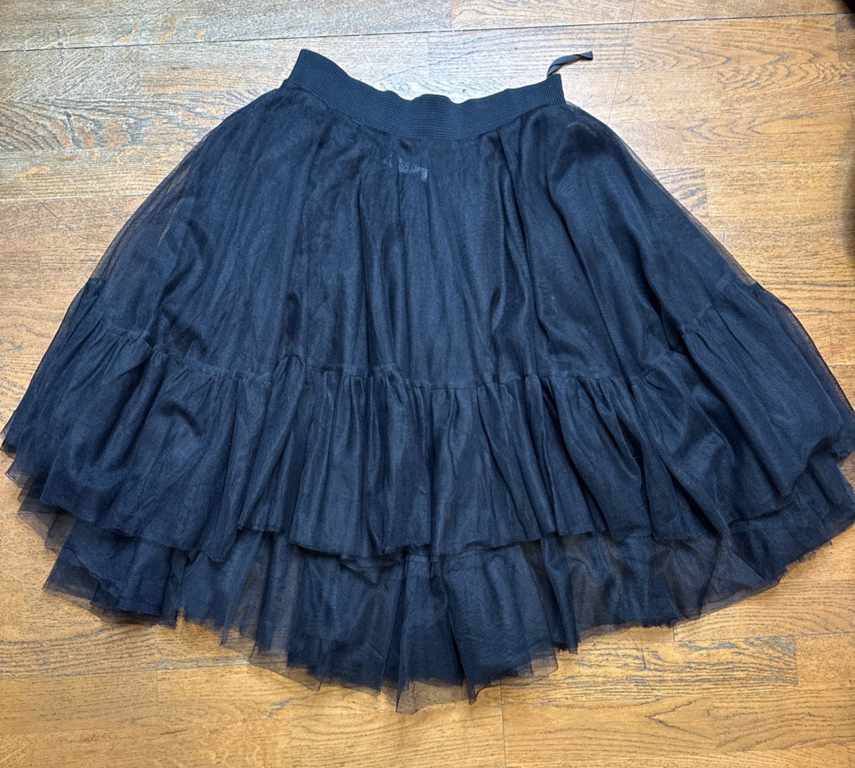 VTG 1950s Amazone France Black Net Petticoat Full Circle High-Low Crinoline ASIS