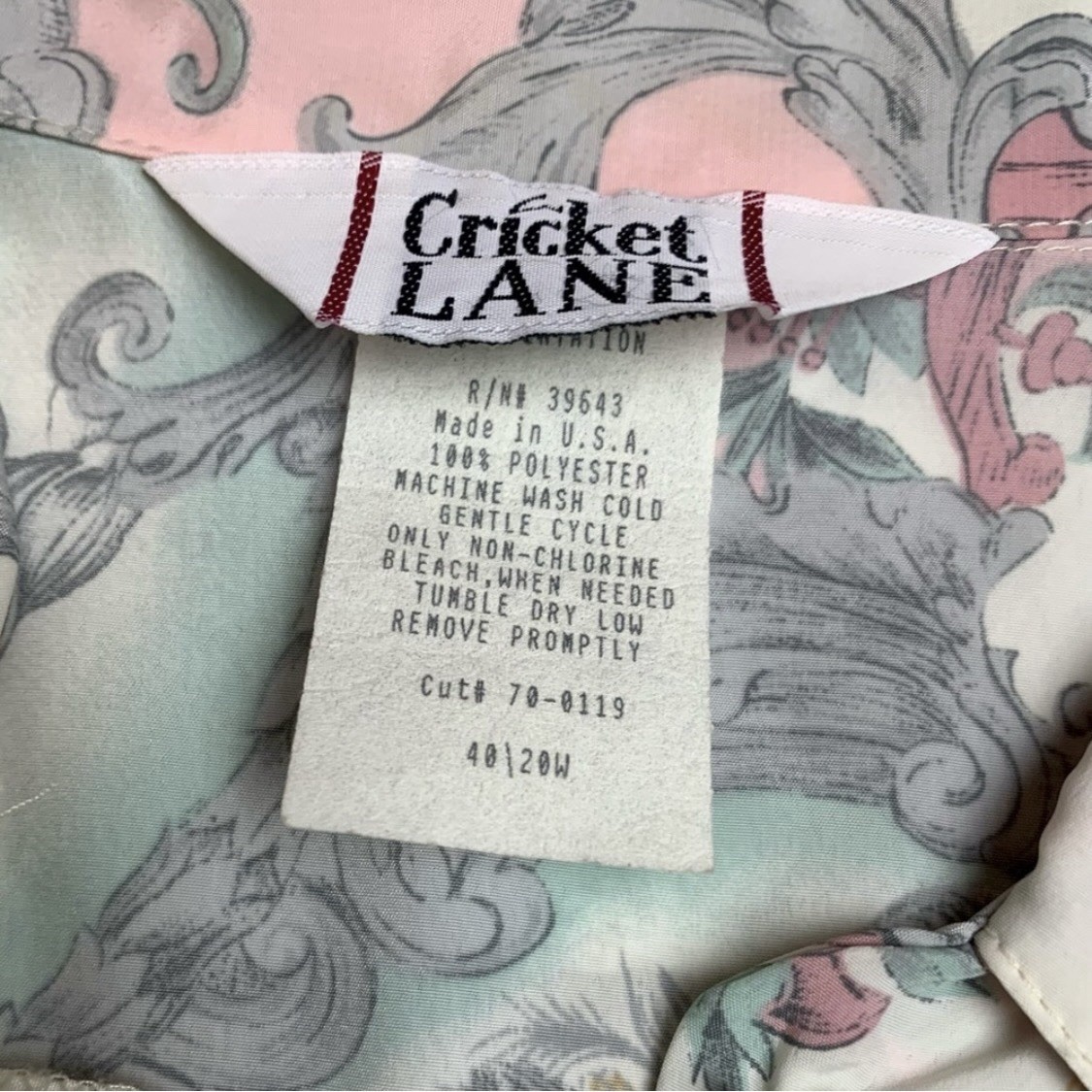 Vintage Cricket Lane Button Down Shirt Top Blouse Soft Pastel EUC 20W