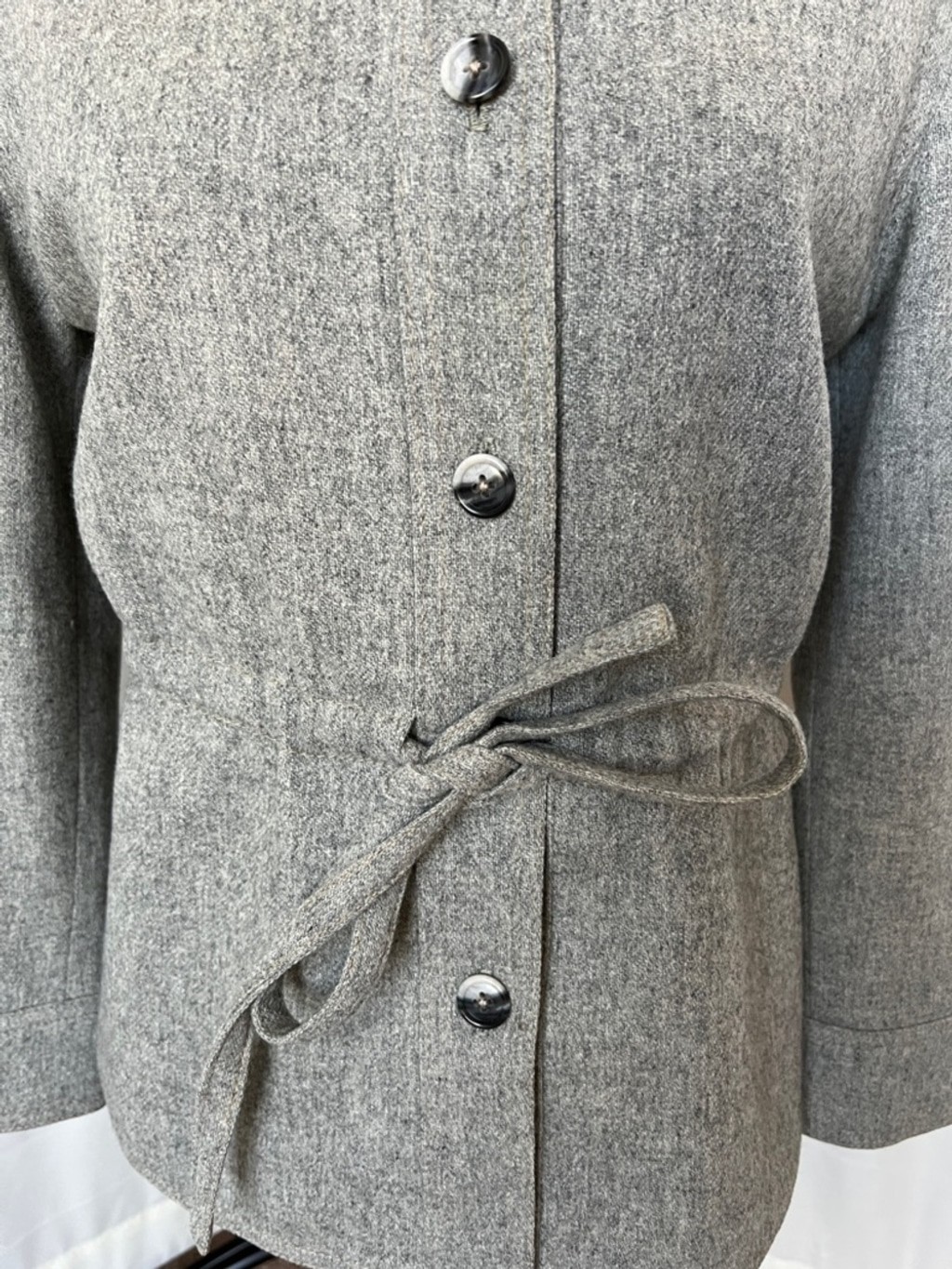 Vintage Garé Gray Wool Tie-Waist Jacket