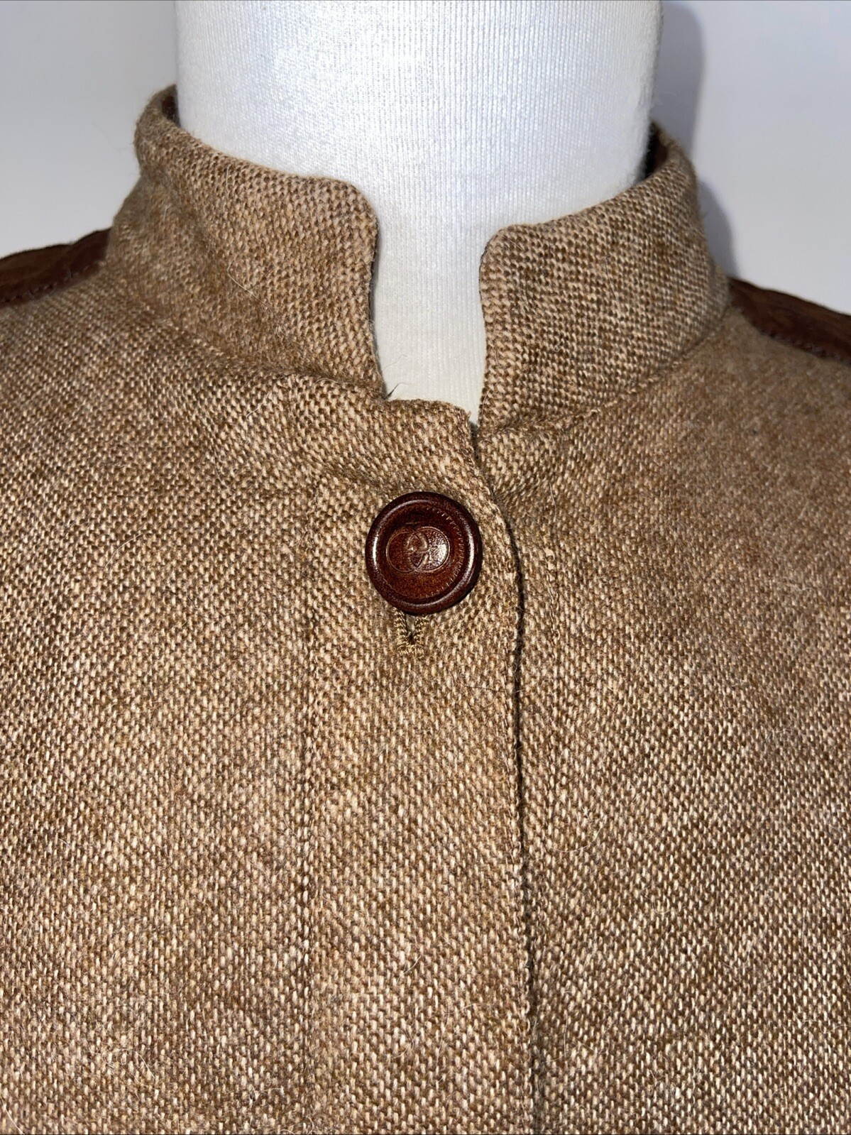 Vintage Authentic Rare Gucci Wool Blend W Suede Leather Dress Small Medium