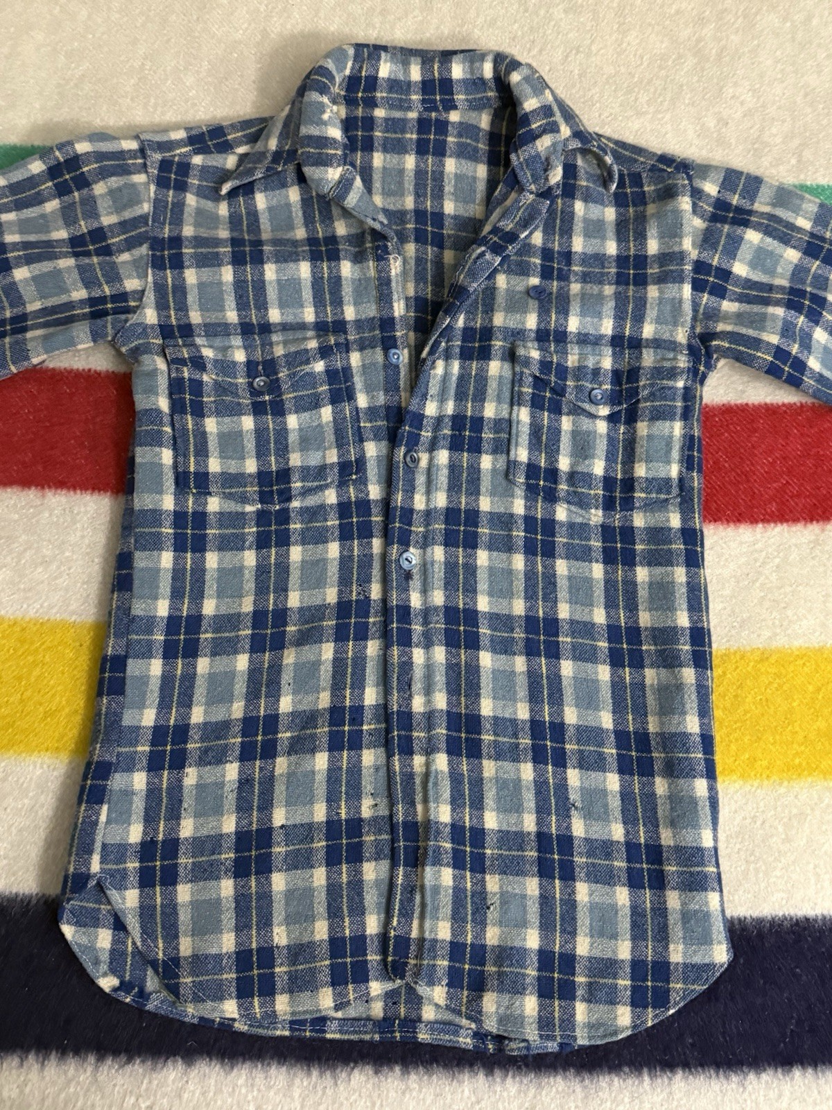Vintage 30s 1930s 40s Pendleton Flannel Wool Distressed Thrashed Extra Small XS
