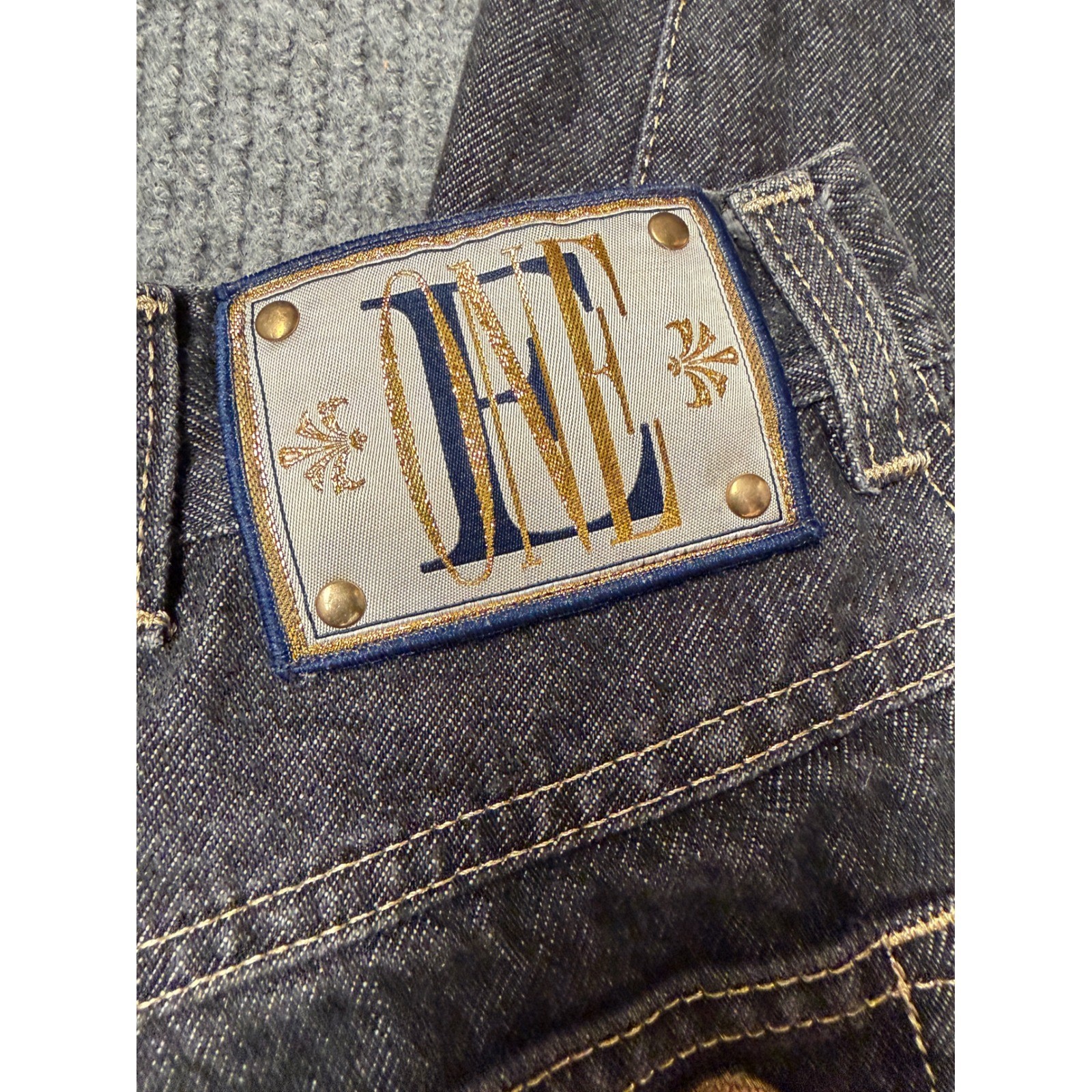Escada Margaretha Ley Vintage Dark Western Horseshoe Embroidery Jeans 26×27