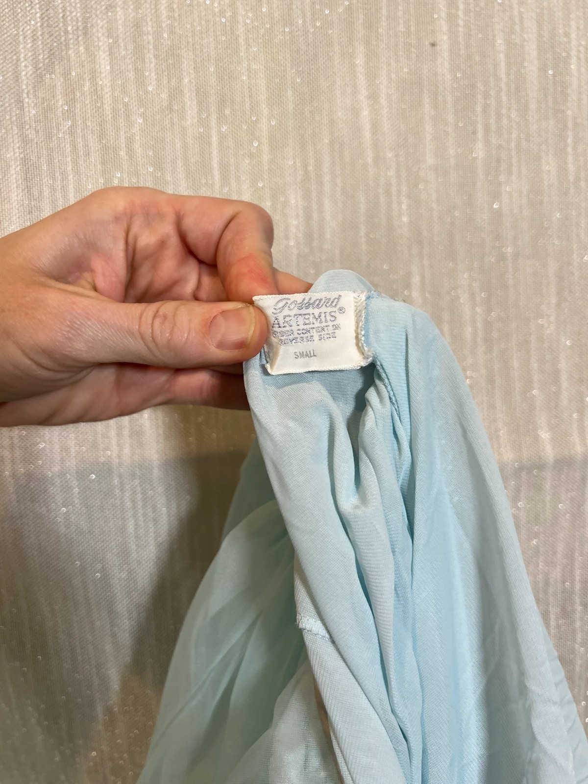 Vintage Gossard Artemis BLUE CHIFFON NIGHTGOWN~Babydoll Nightie*S Sleepwear*Rose