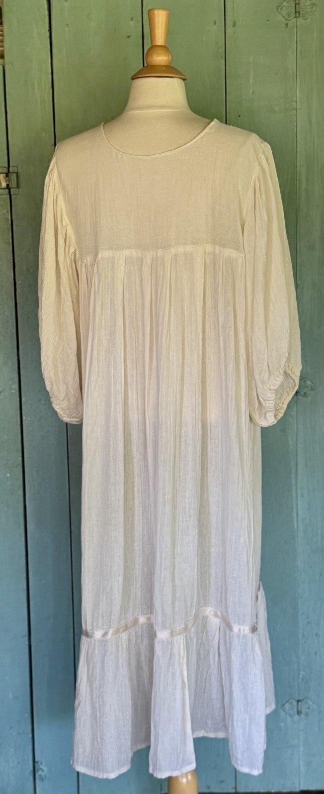 Pintuck Mexican Hand Stitched Embroidered Cotton Gauze Shift Dress Crochet L-XXL