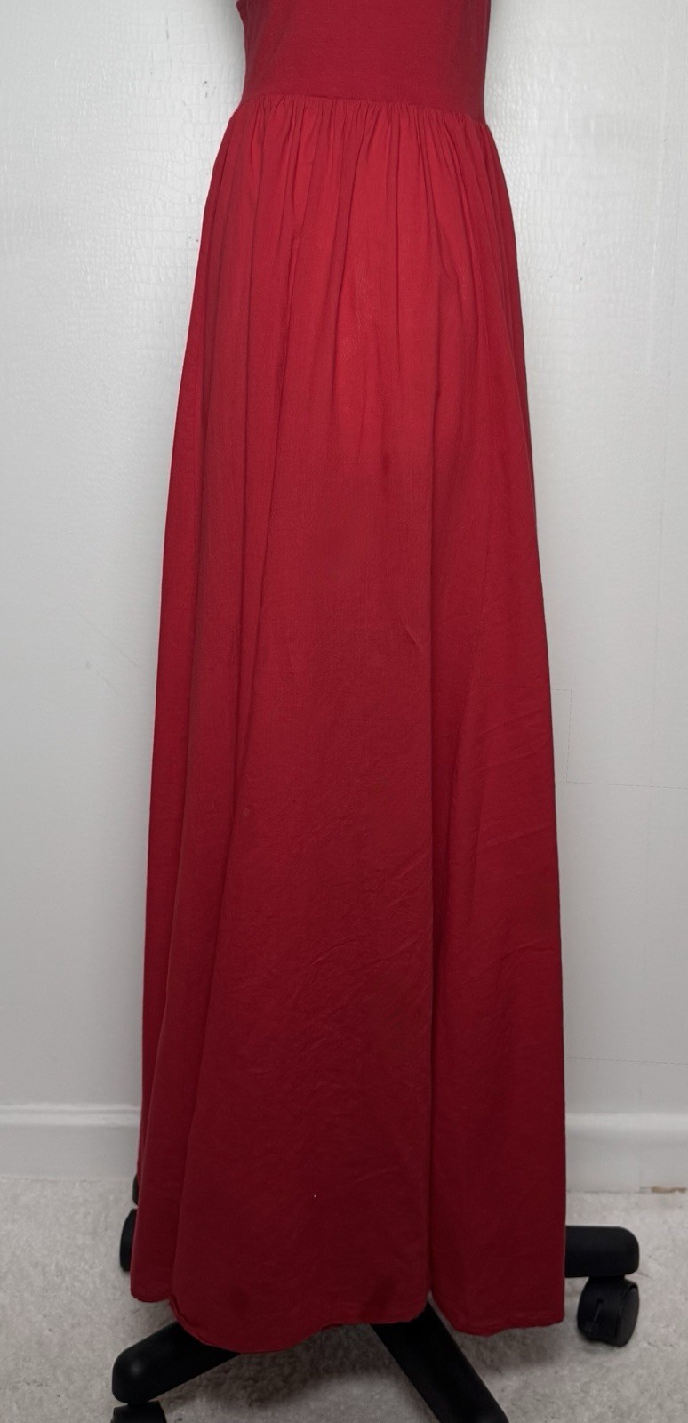 Vtg Luna Luz Red Halter Maxi Dress Resort Glamour Studio 54 Disco Goddess S/M