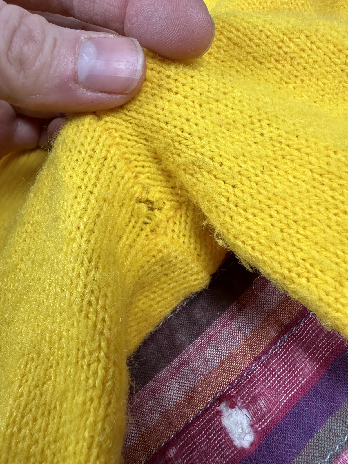 Vintage 60s Pandora Solid Bright Yellow V Neck Cottagecore Go Go Pop Sz Small