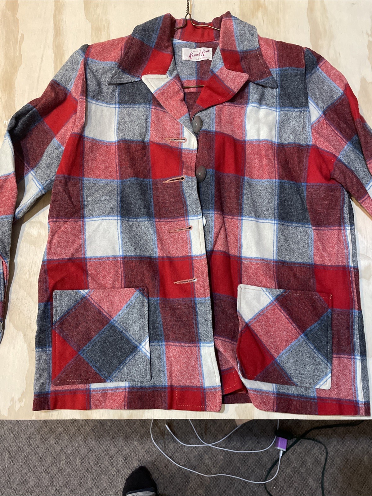 Vintage 1950s? Your Kasual Koat 100% Wool Womens Coat/shirt. No Size Tag.