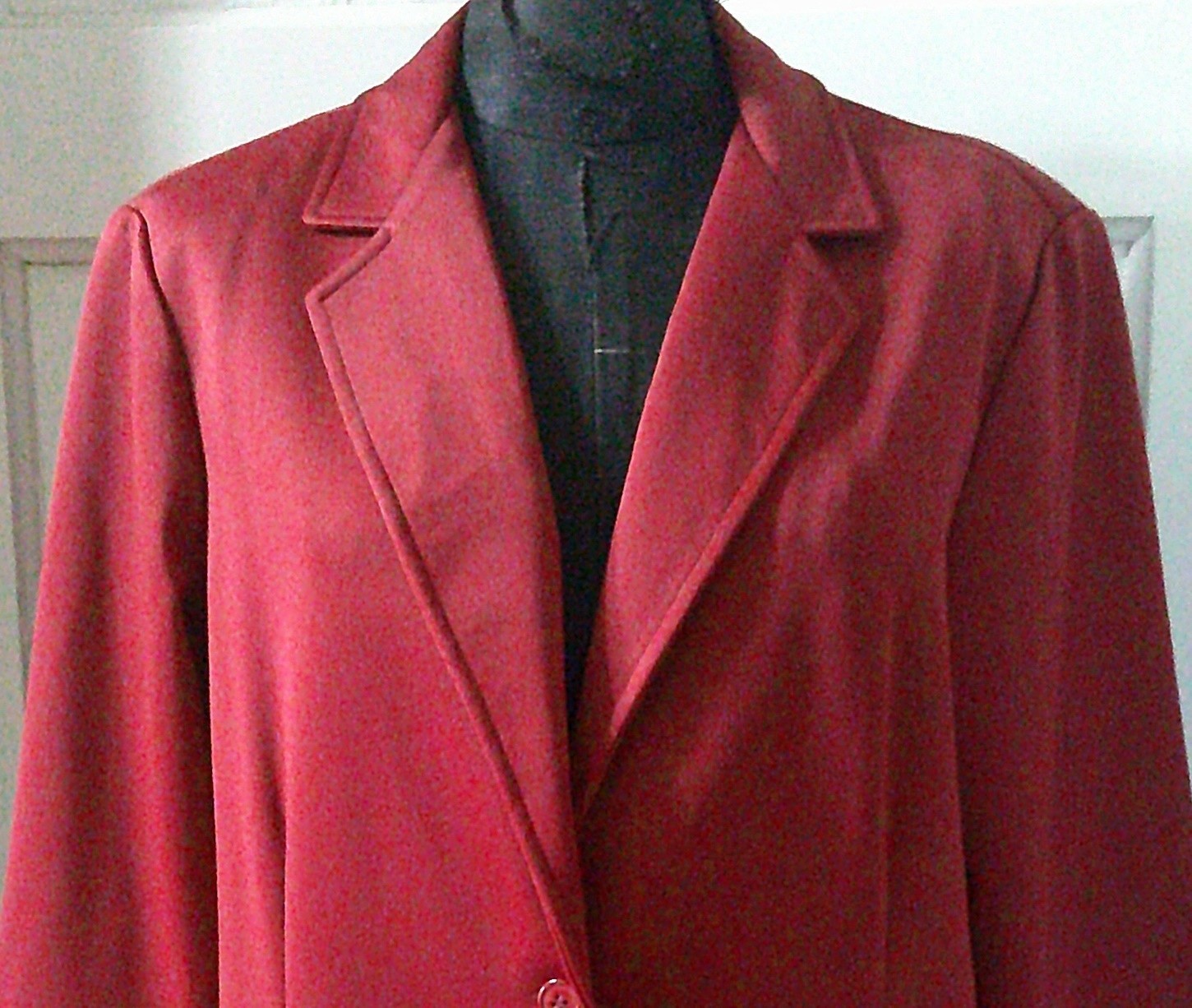 70&rsquo;s Wine Red 2 Button Front Unlined Polyester Suit Jacket Blazer L