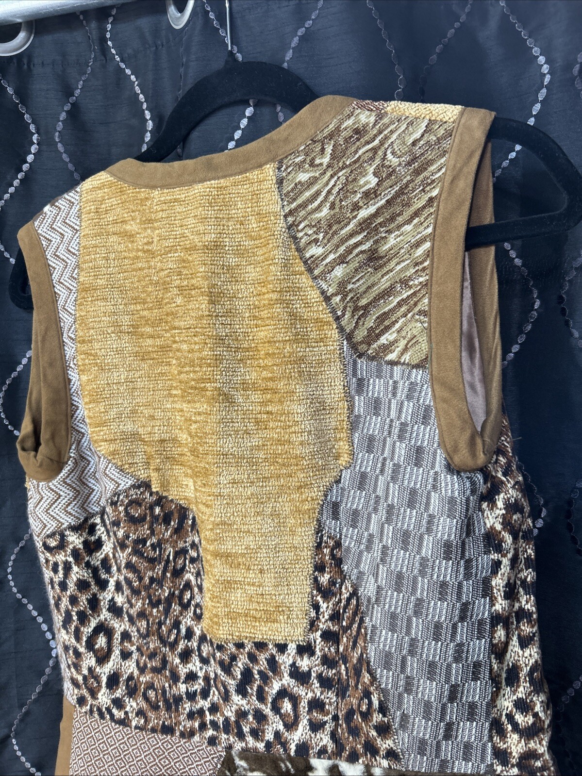 Vtg Mountain Artisans abstract Patchwork Artsy Duster Vest Long Mixed Fabrics