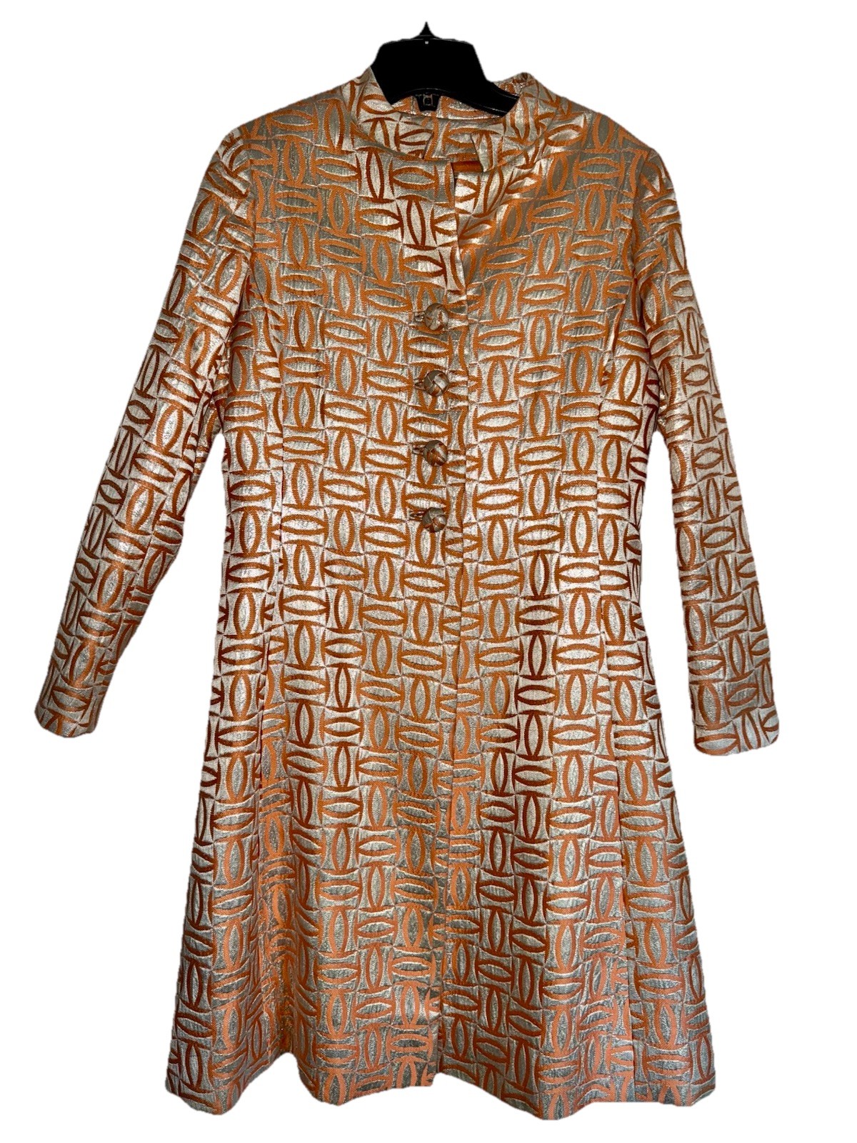 1960s MALCOLM STARR DESIGNER Vintage Metallic Jacquard Mod Dress + Jacket Set SM