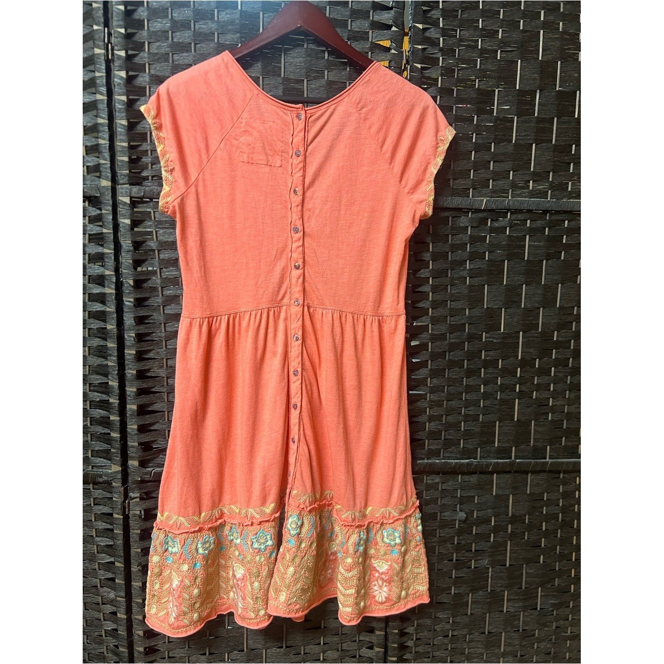 Johnny Was retro style pink embroidered dress size medium