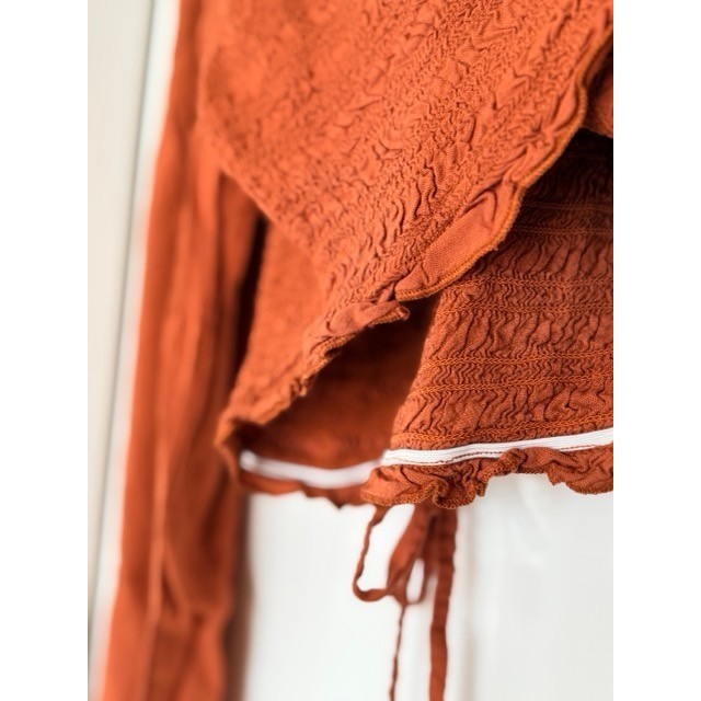 Rust Smocked Off Shoulder Crop Top Boho Cottagecore Anthro Style Sz S