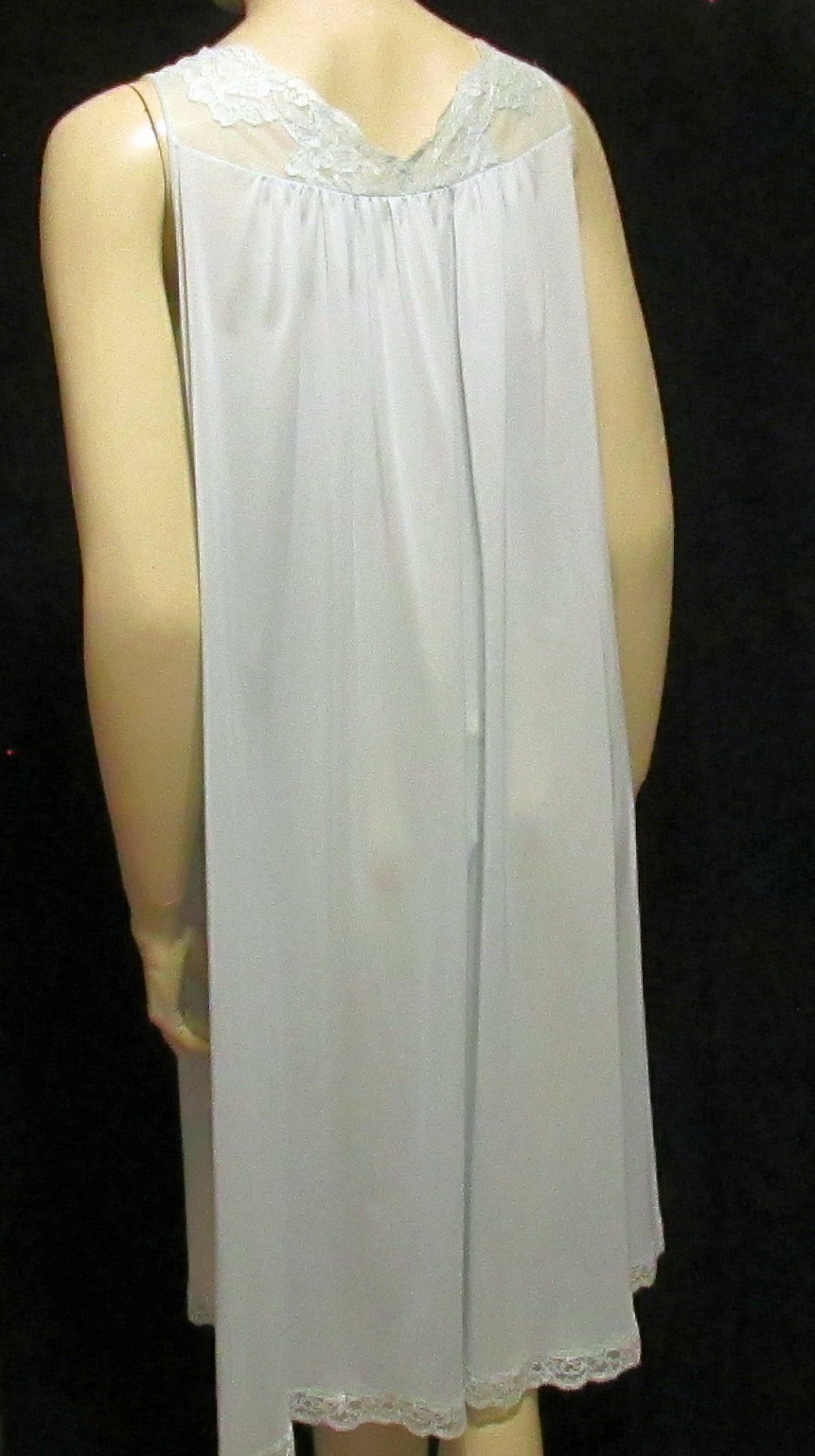 VTG Shadowline Peignoir Silky Nylon & Lace Trim Nightgown sizeSmall Blue USA