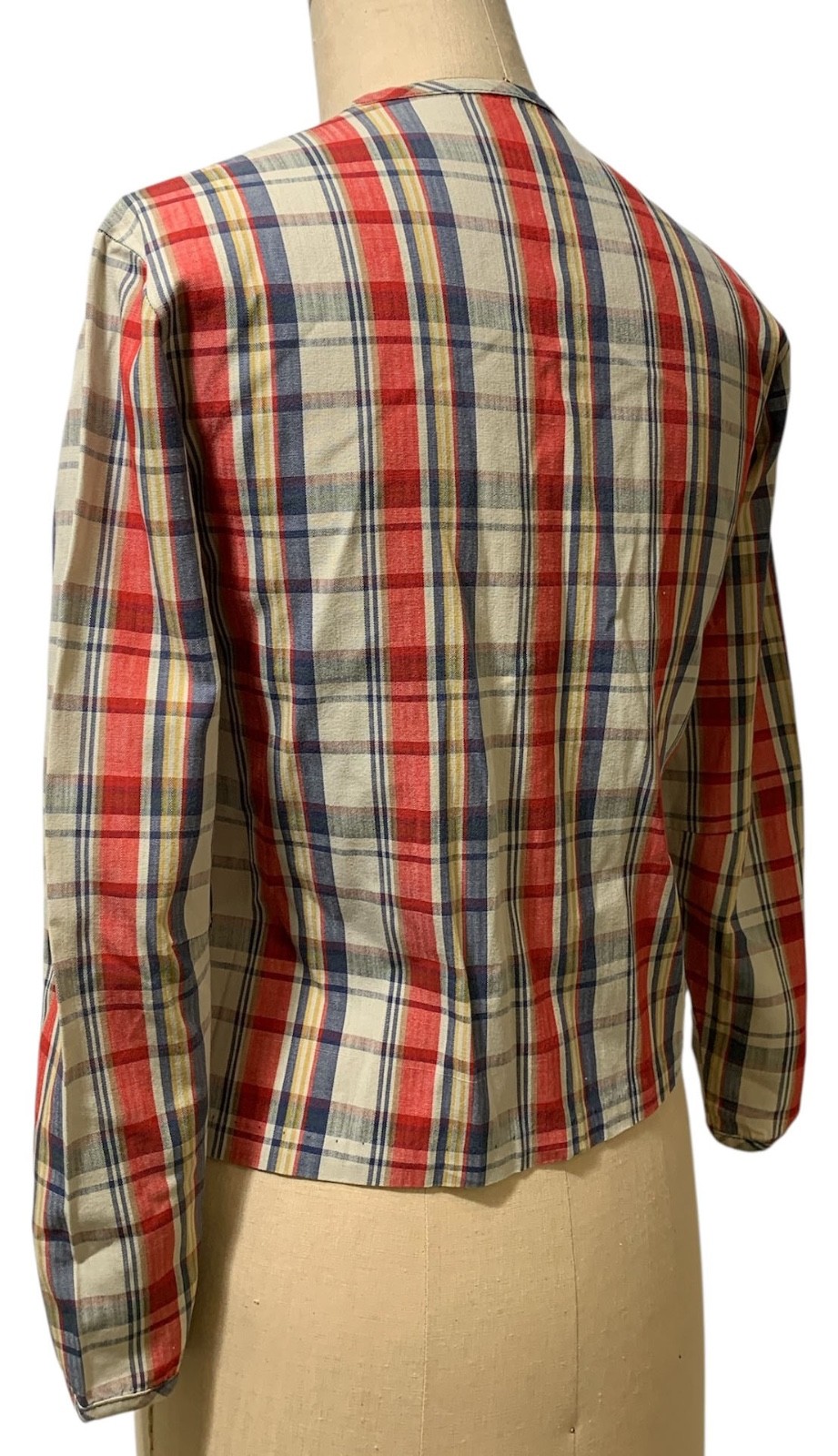 MISTER BLOUSE INC. Vintage 60s Women&rsquo;s Plaid LS Zip Front Jacket – Sz S