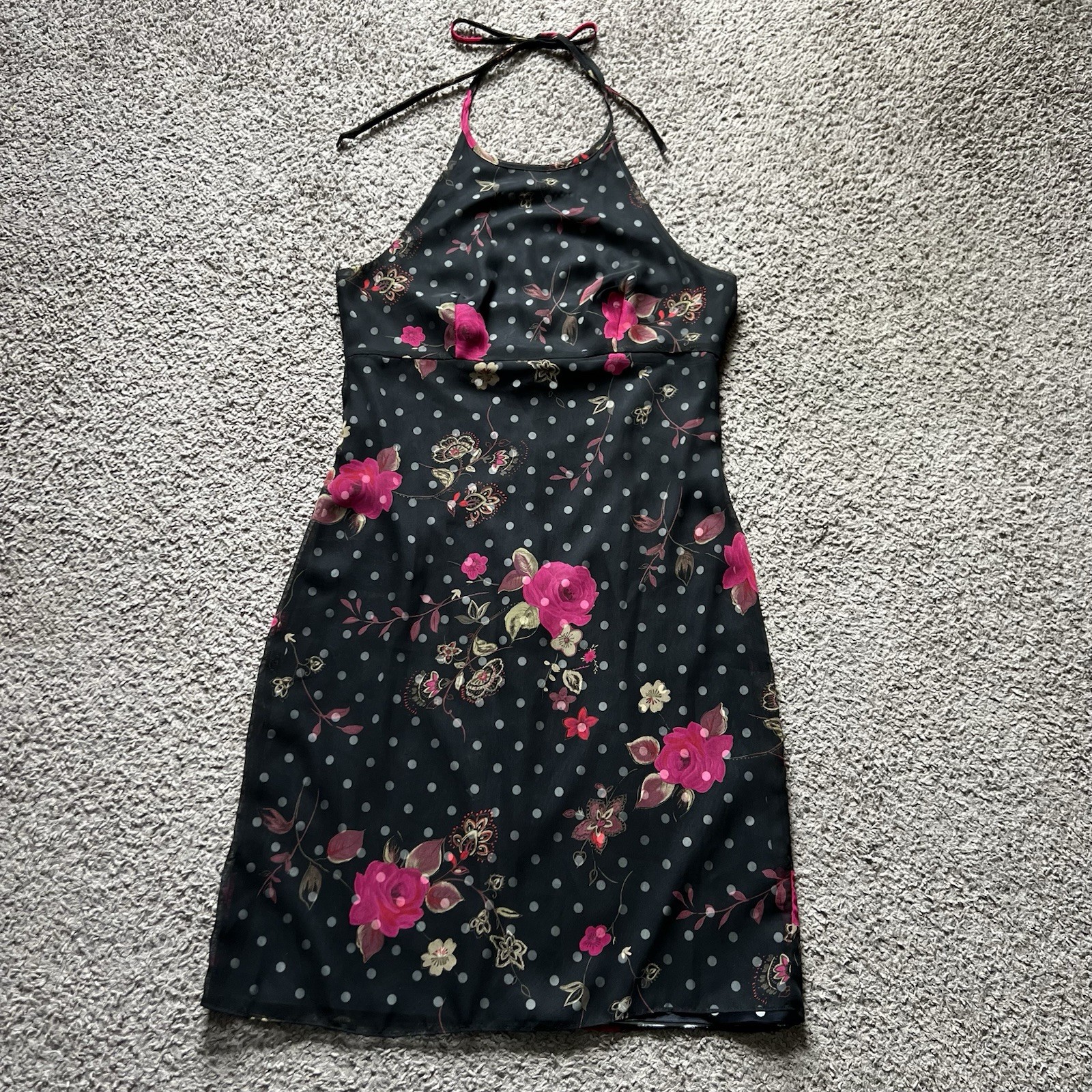Vintage Y2K 90s Dress 11/12 Floral Polka Dot Layered Fairy Cocktail Evening