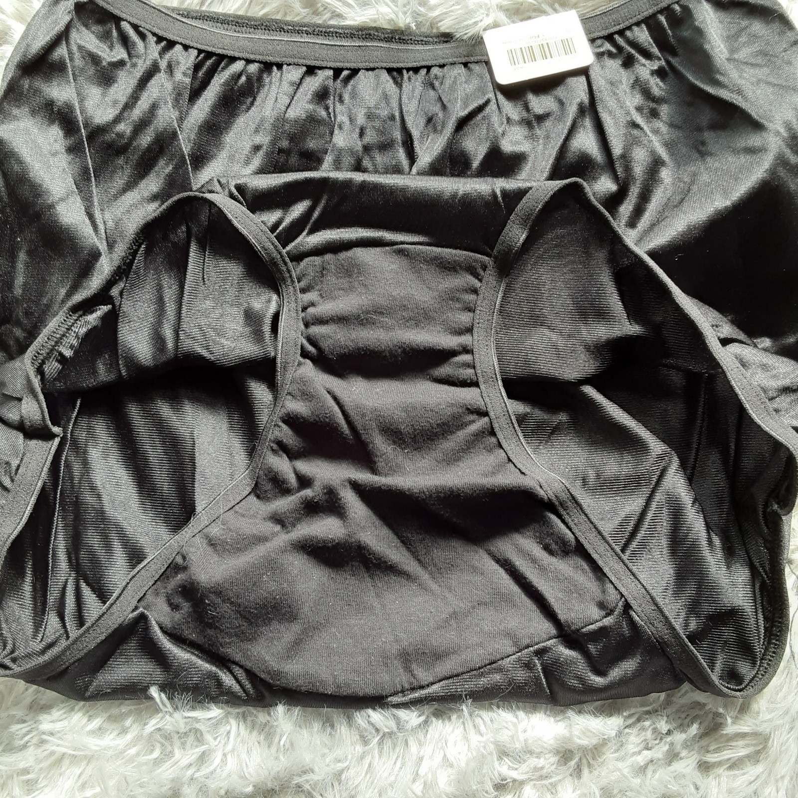 Shiny Nylon Cotillion Granny Panties Size 6 Black NWT Cotton Gusset