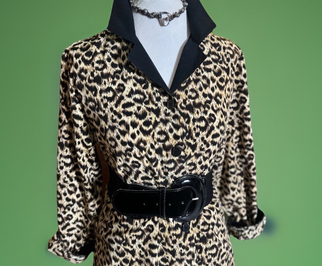 Leopard Vintage 80s/ 90s Oversized Blazer Dress Tunic | Mob Wife | Shoulder Pads