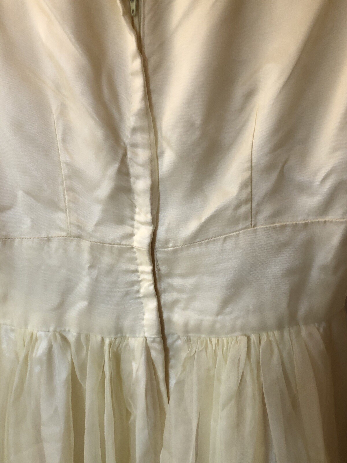 Vintage yellow handmade bridesmaid prom dress chiffon satin SEE description