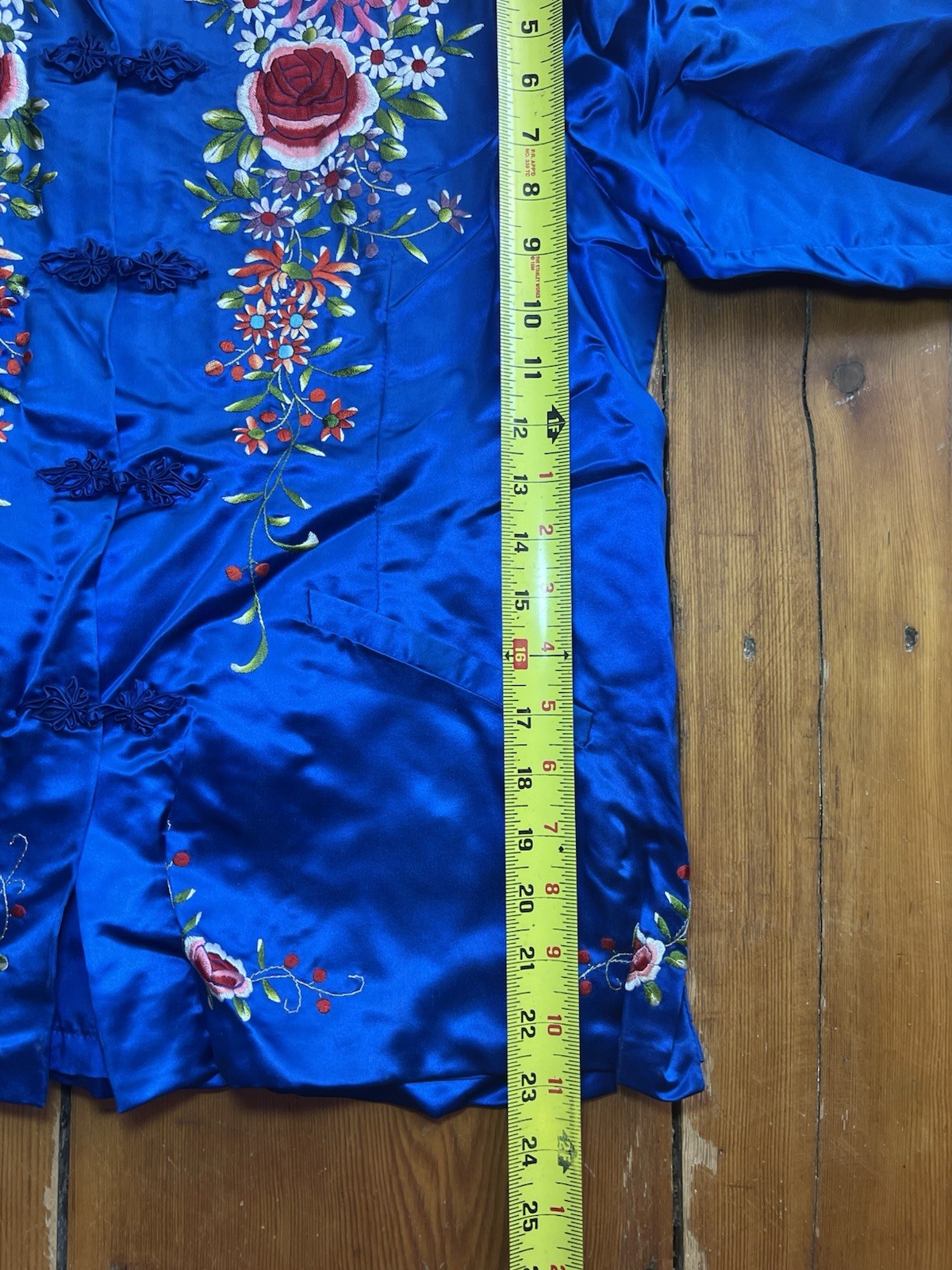Vintage Plum Blossoms Blue Silk Jacket Chinese Heavily Embroidered Size 38