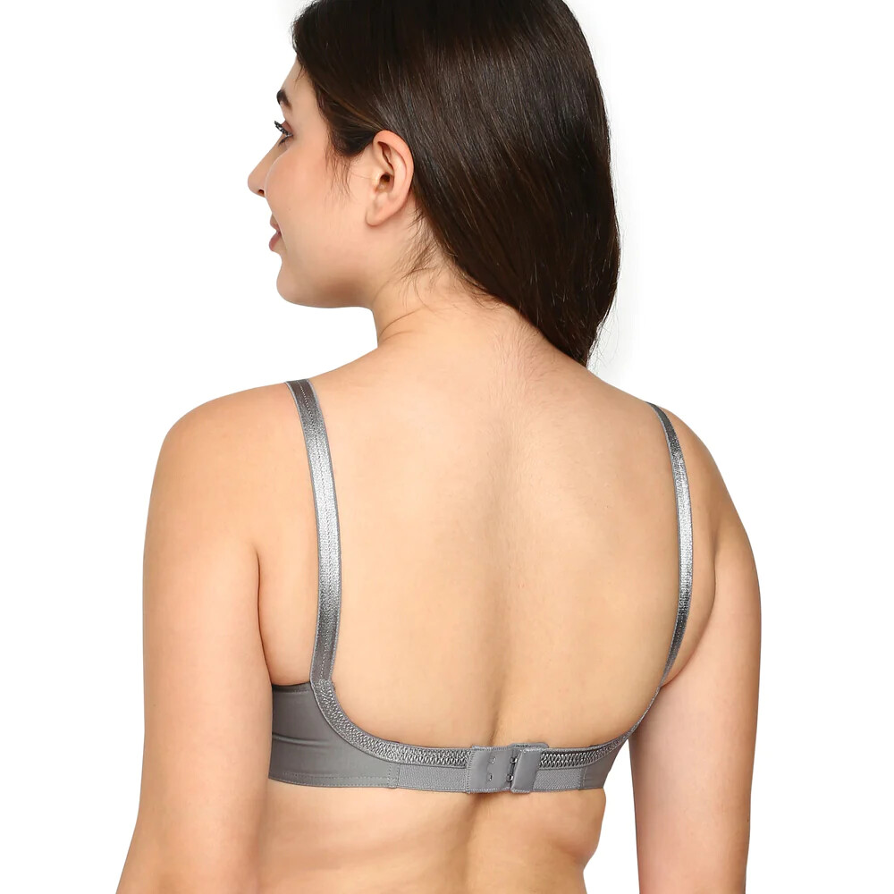 Gray Cotton Bullet Bra – Vintage Round Stitch Design, Perfect Fit for All Sizes