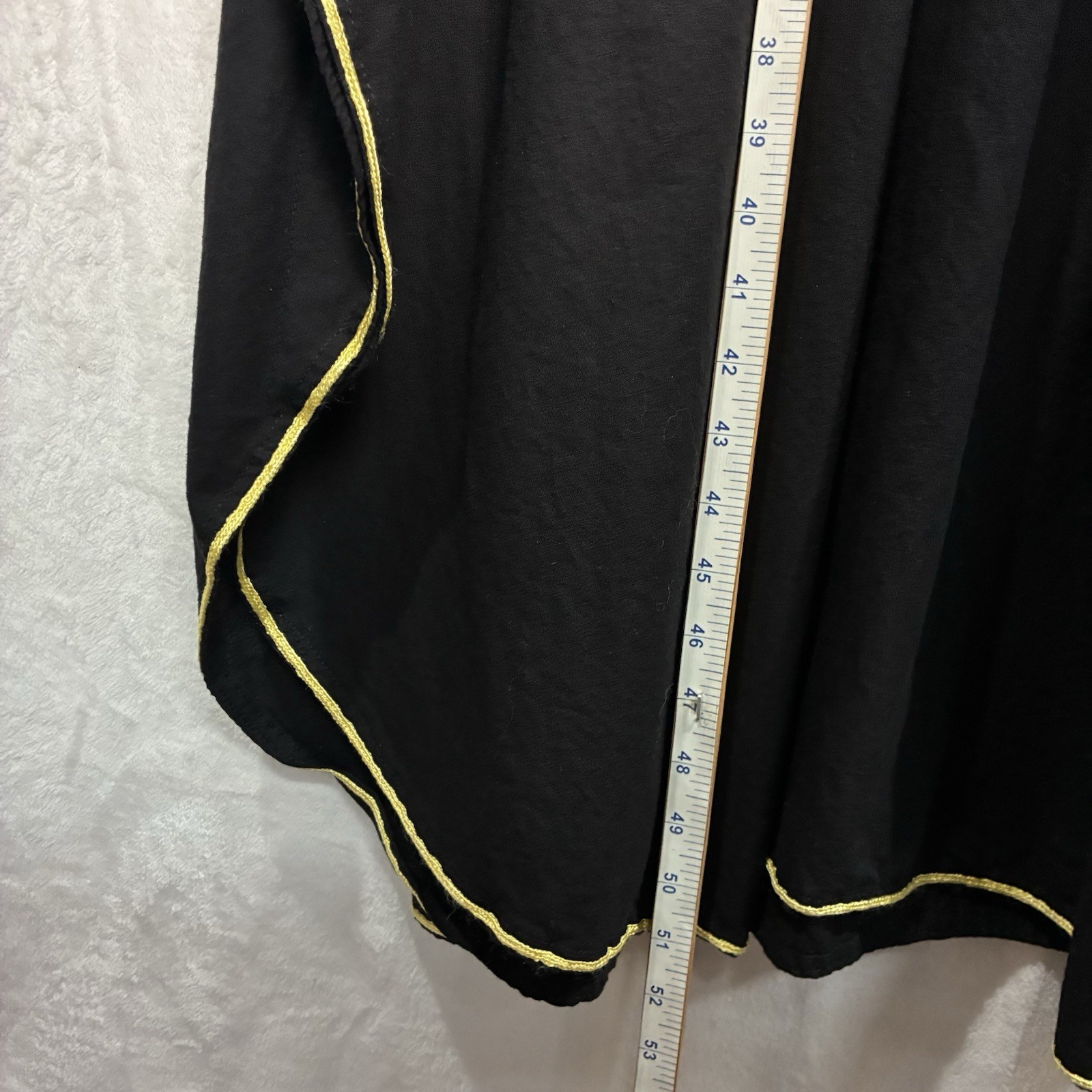 Vintage J Peterman Morocco Hand-Embroidered Caftan Maxi Black Yellow Cotton OSFA