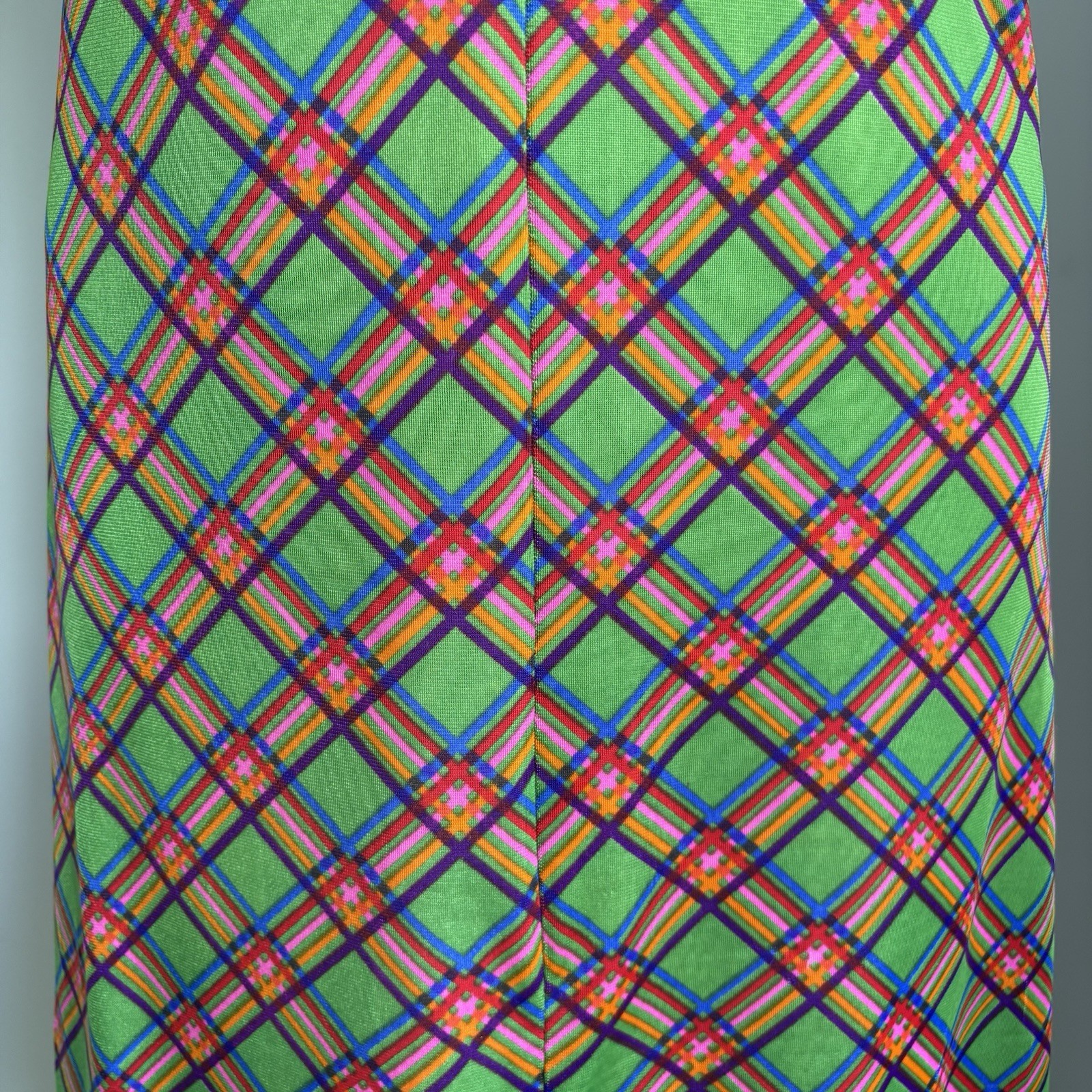 Vintage 1970’s Mod Halter style Argyle Plaid Print Maxi Dress Size XS