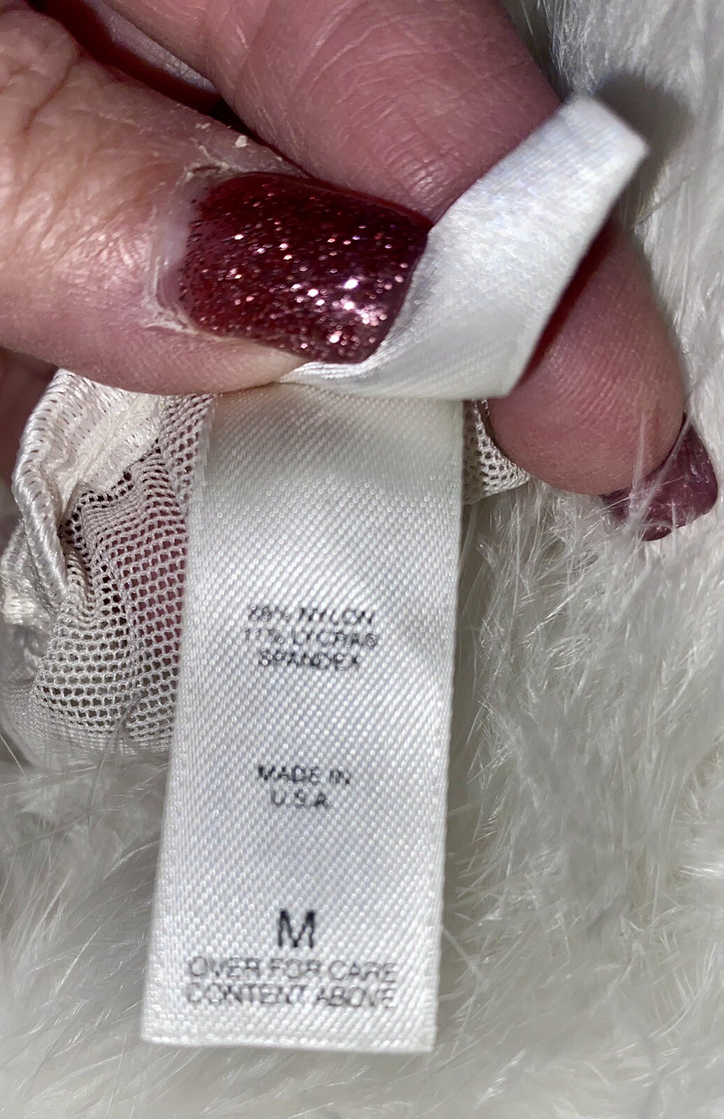 VTG VS M+ White Bridal Sheer Chiffon Nylon Teddy Romper nightie Marabou Trim USA