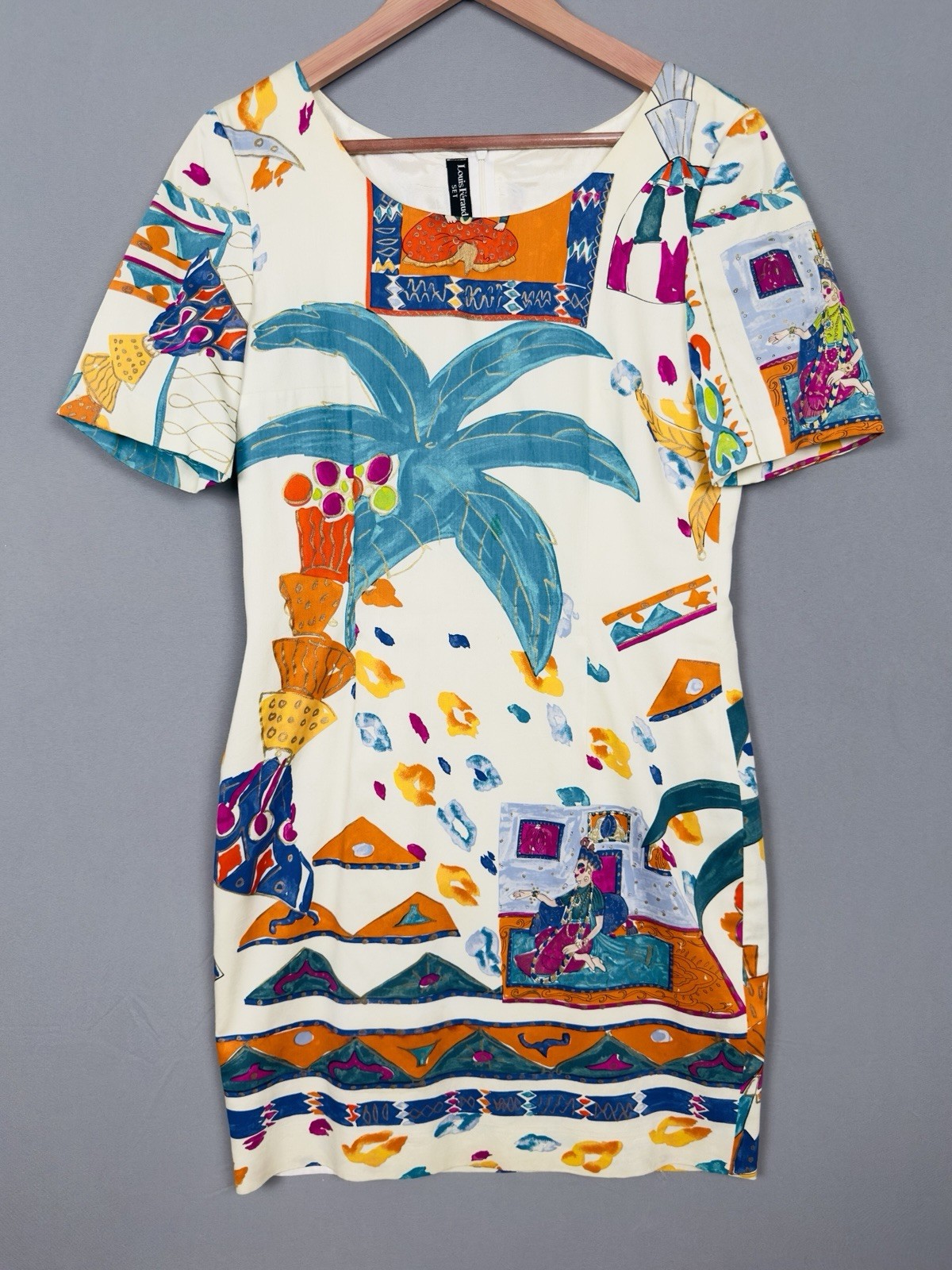 Vintage Louis Féraud Jacket Dress Set Cotton Print 80s 90s